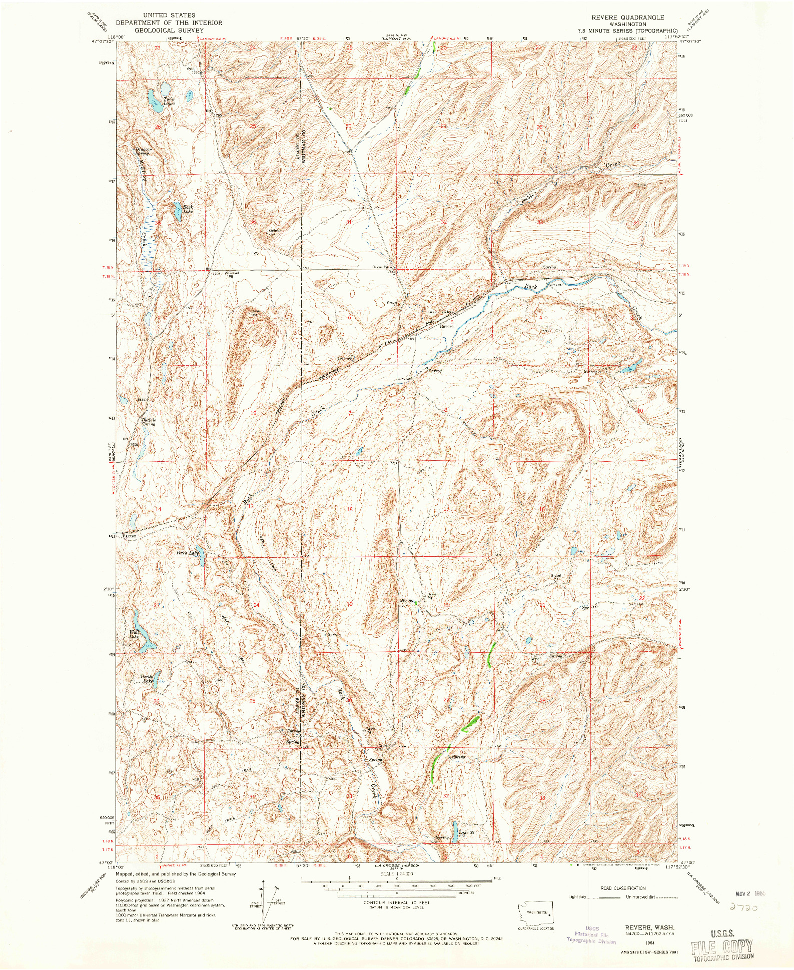 USGS 1:24000-SCALE QUADRANGLE FOR REVERE, WA 1964
