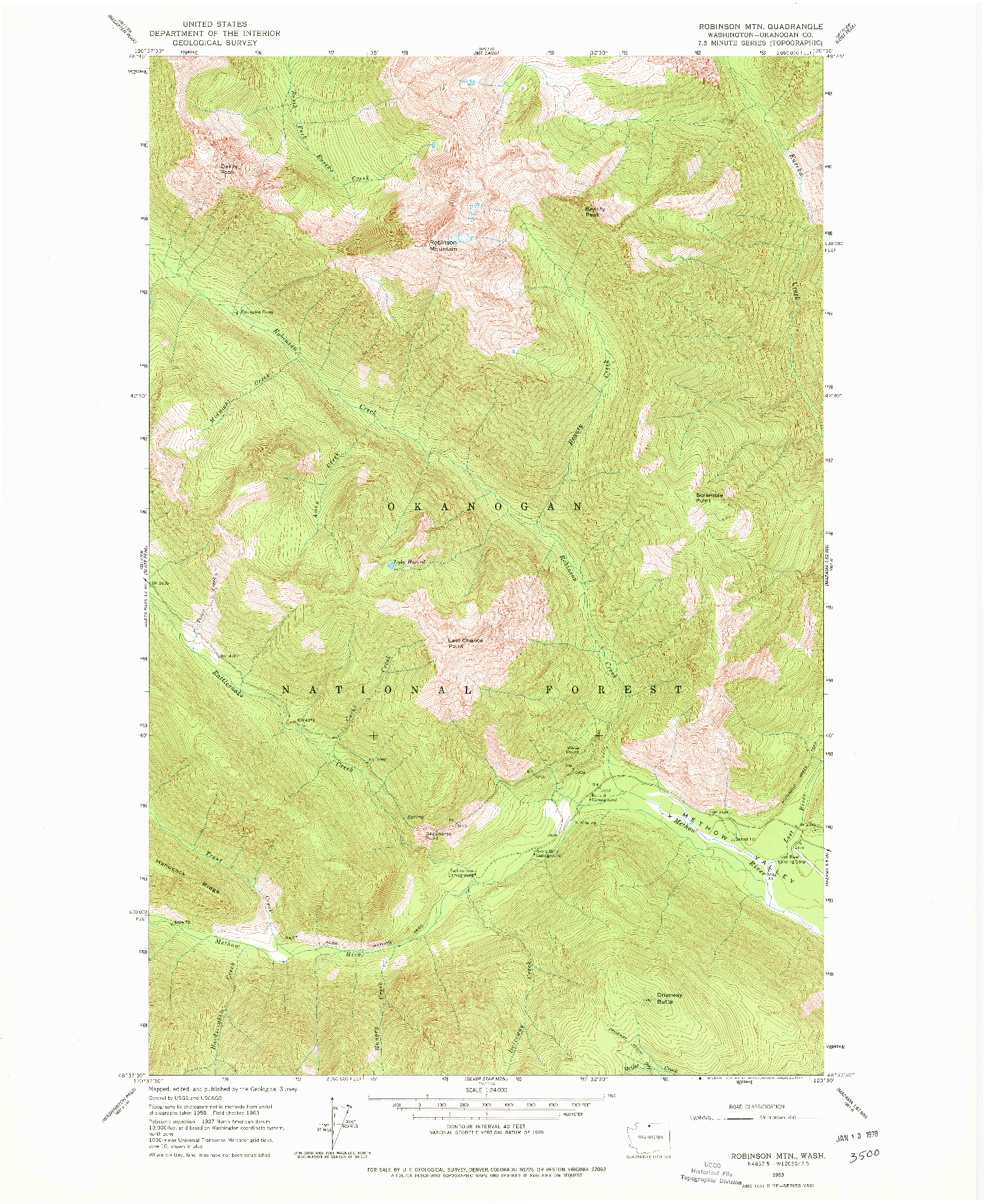 USGS 1:24000-SCALE QUADRANGLE FOR ROBINSON MTN., WA 1963