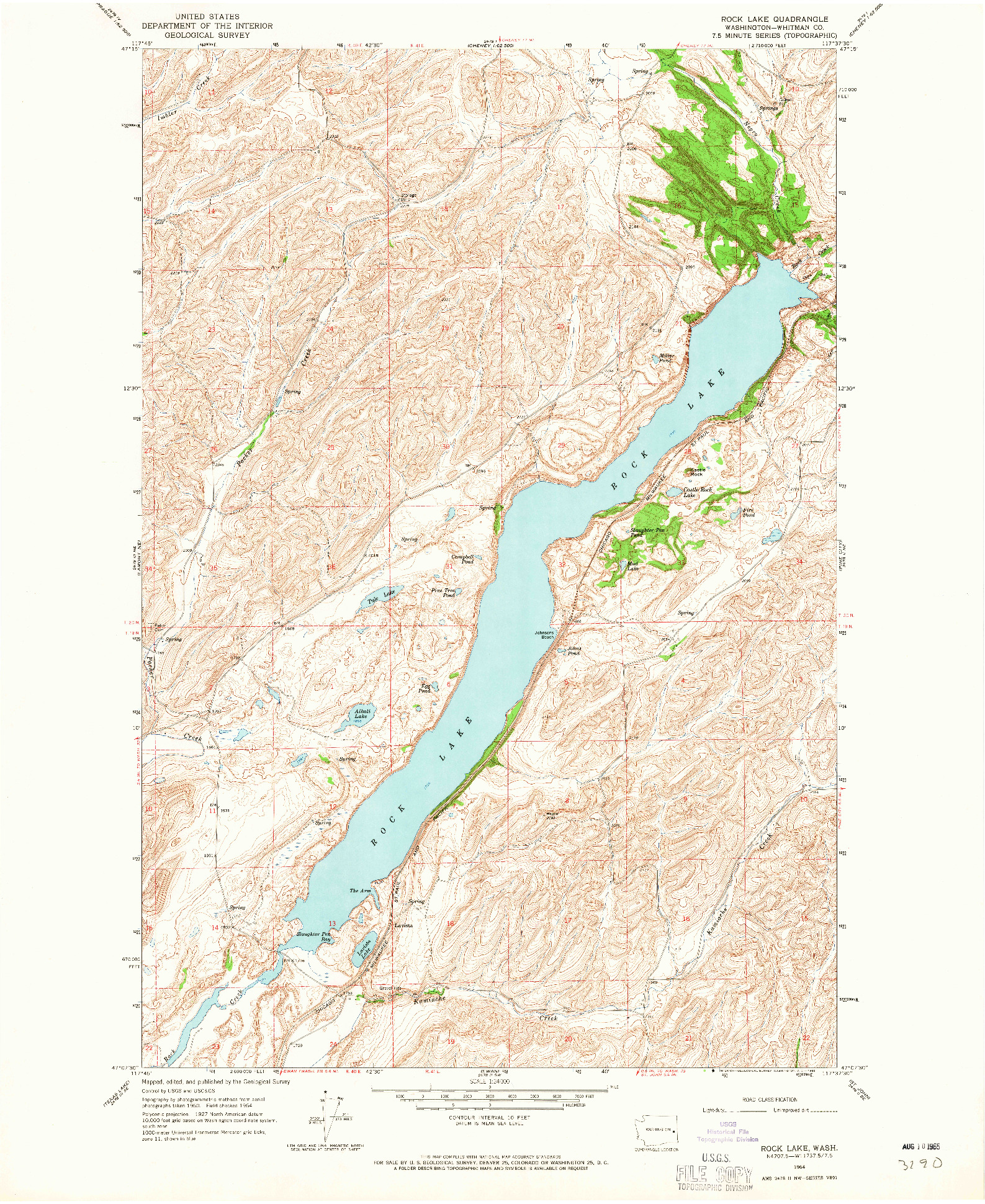 USGS 1:24000-SCALE QUADRANGLE FOR ROCK LAKE, WA 1964