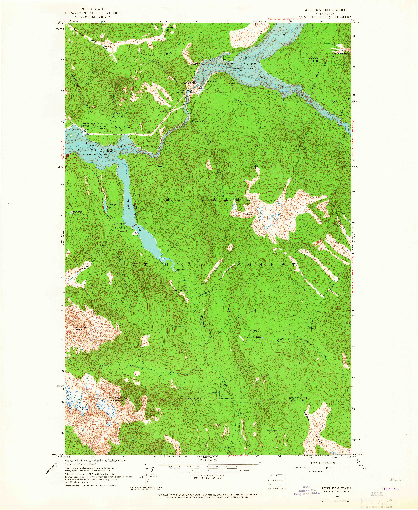 USGS 1:24000-SCALE QUADRANGLE FOR ROSS DAM, WA 1963