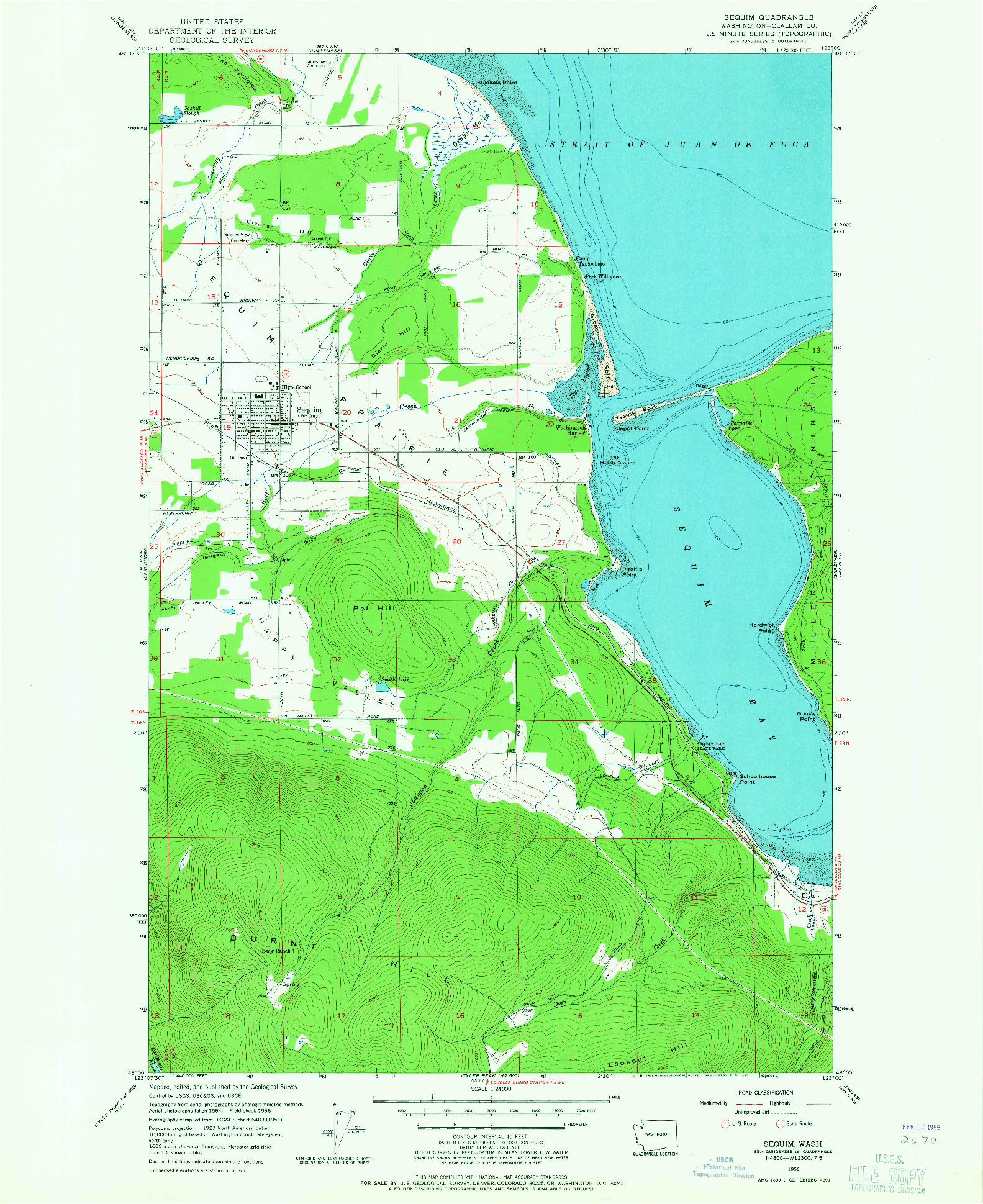 USGS 1:24000-SCALE QUADRANGLE FOR SEQUIM, WA 1956