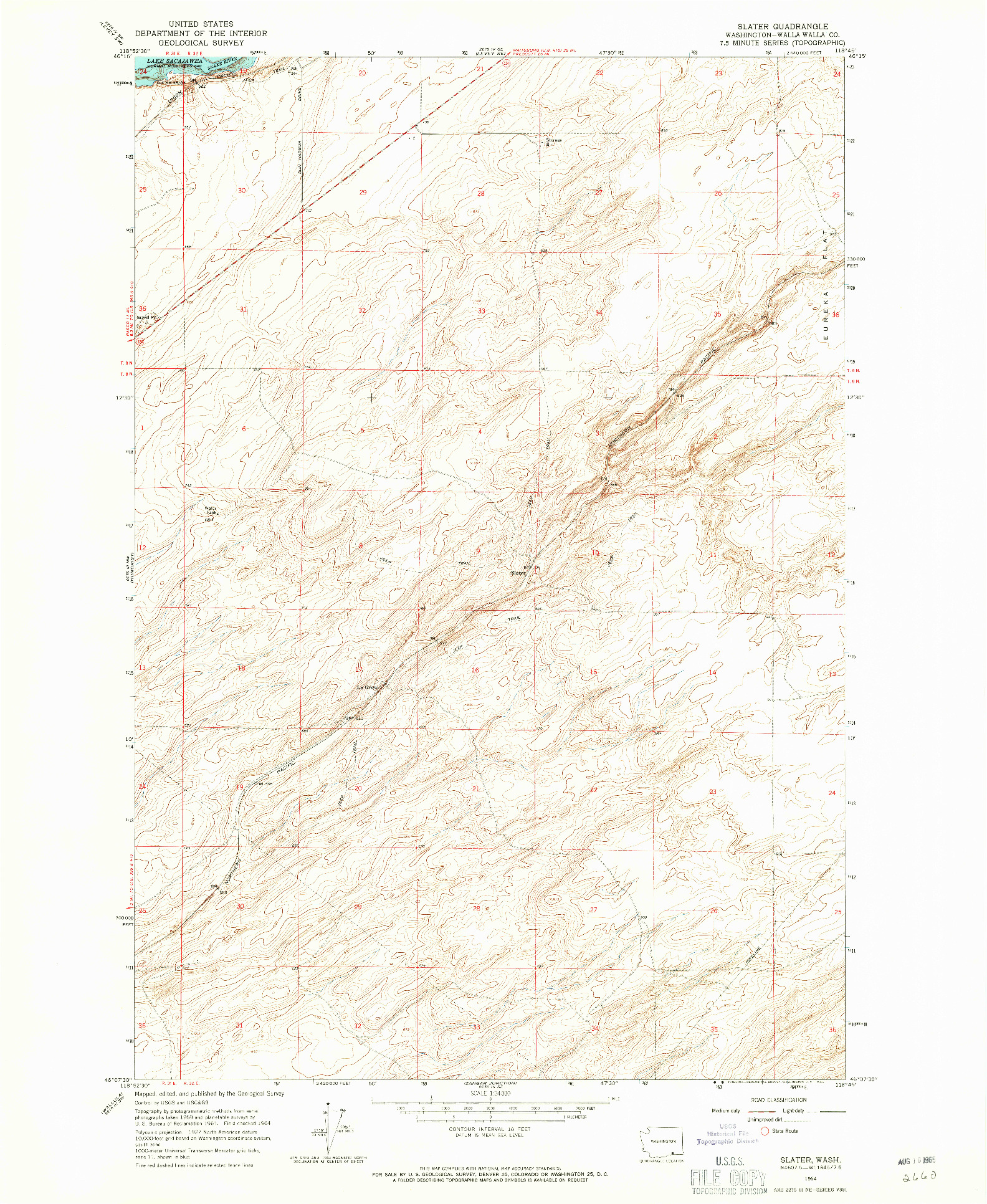 USGS 1:24000-SCALE QUADRANGLE FOR SLATER, WA 1964