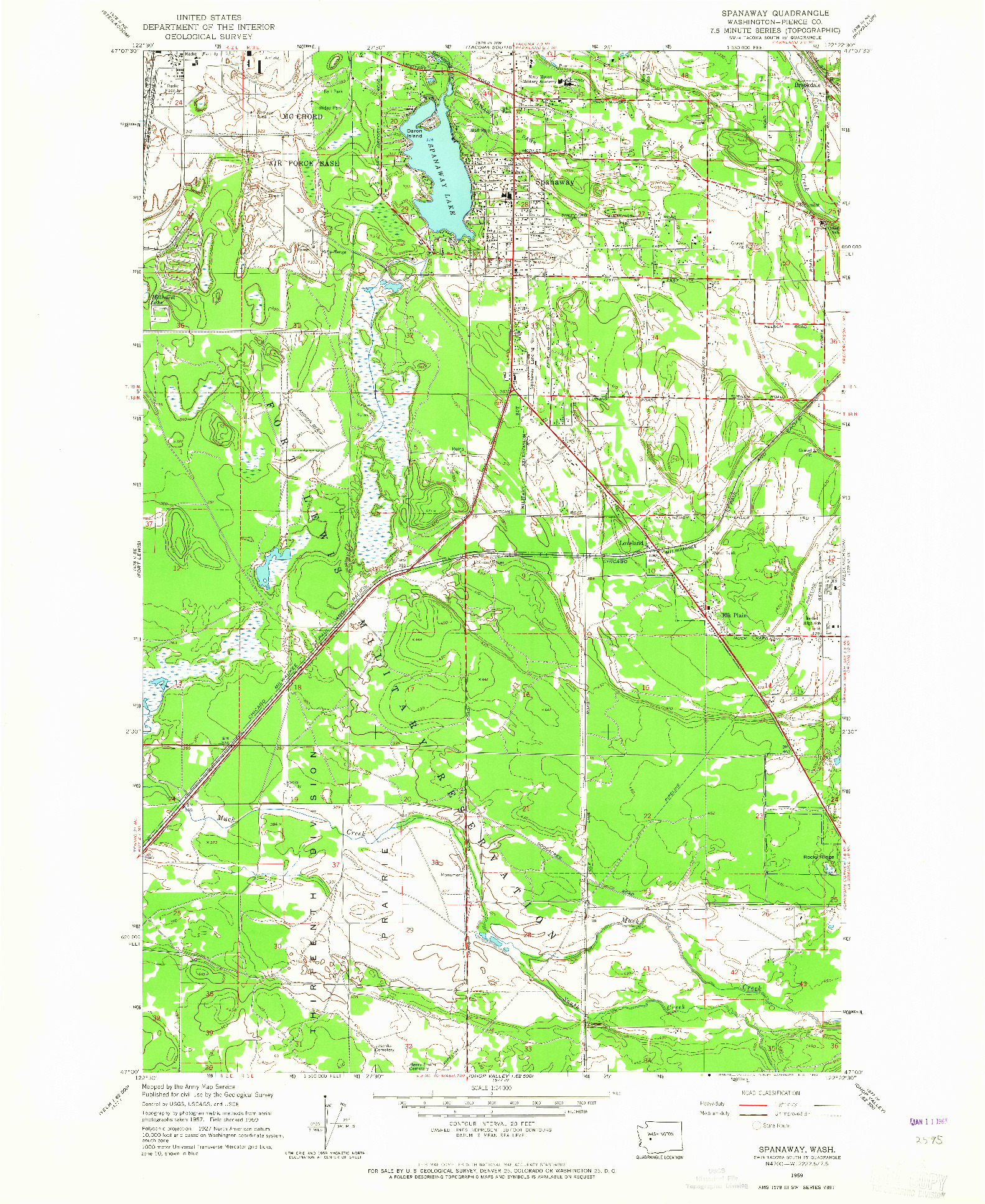 USGS 1:24000-SCALE QUADRANGLE FOR SPANAWAY, WA 1959