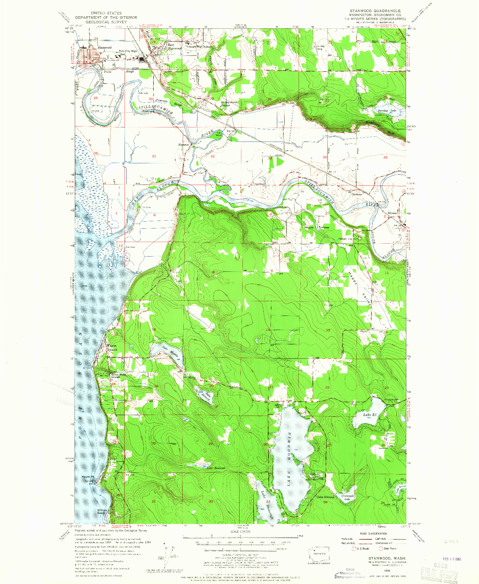 USGS 1:24000-SCALE QUADRANGLE FOR STANWOOD, WA 1956