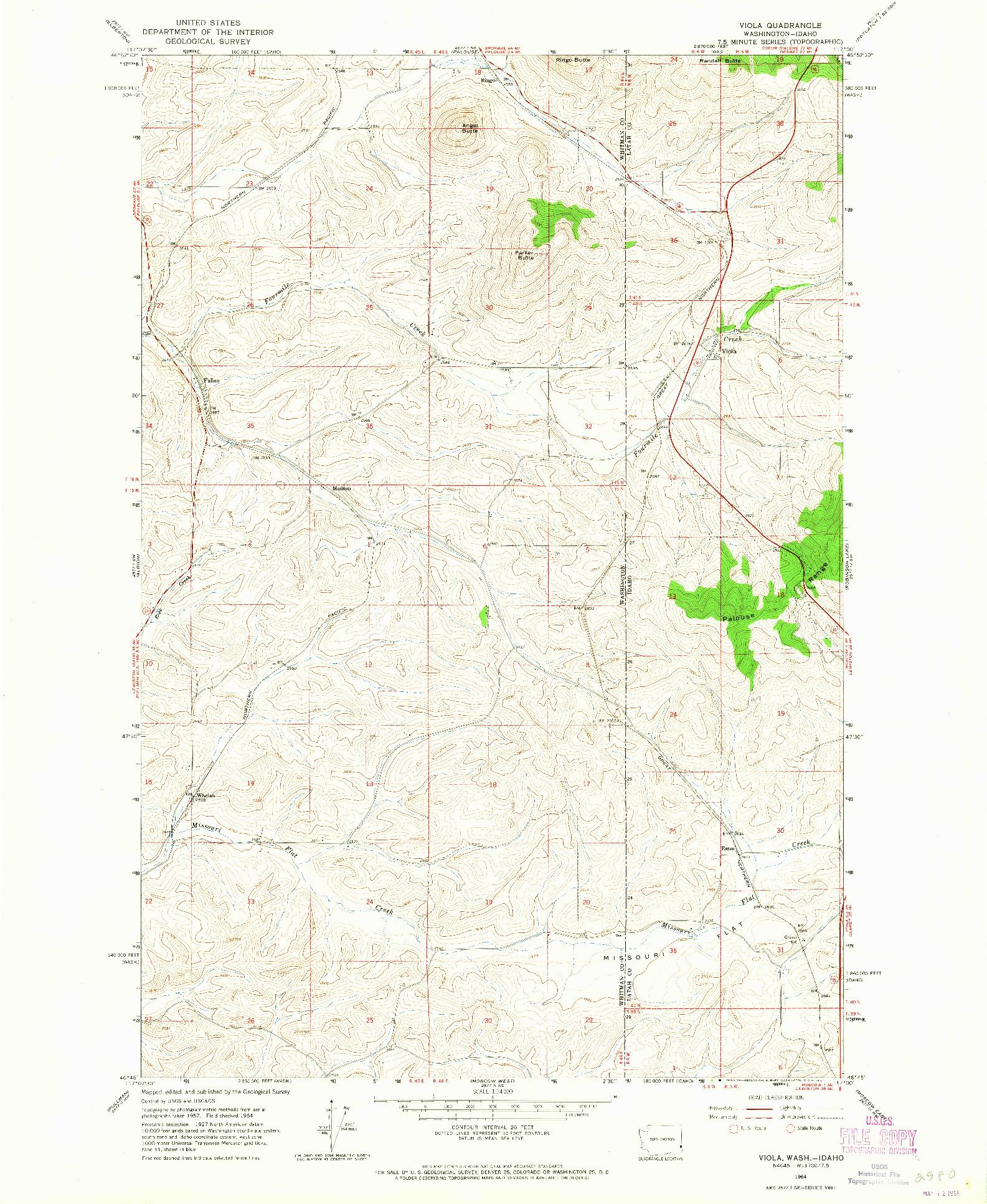 USGS 1:24000-SCALE QUADRANGLE FOR VIOLA, WA 1964