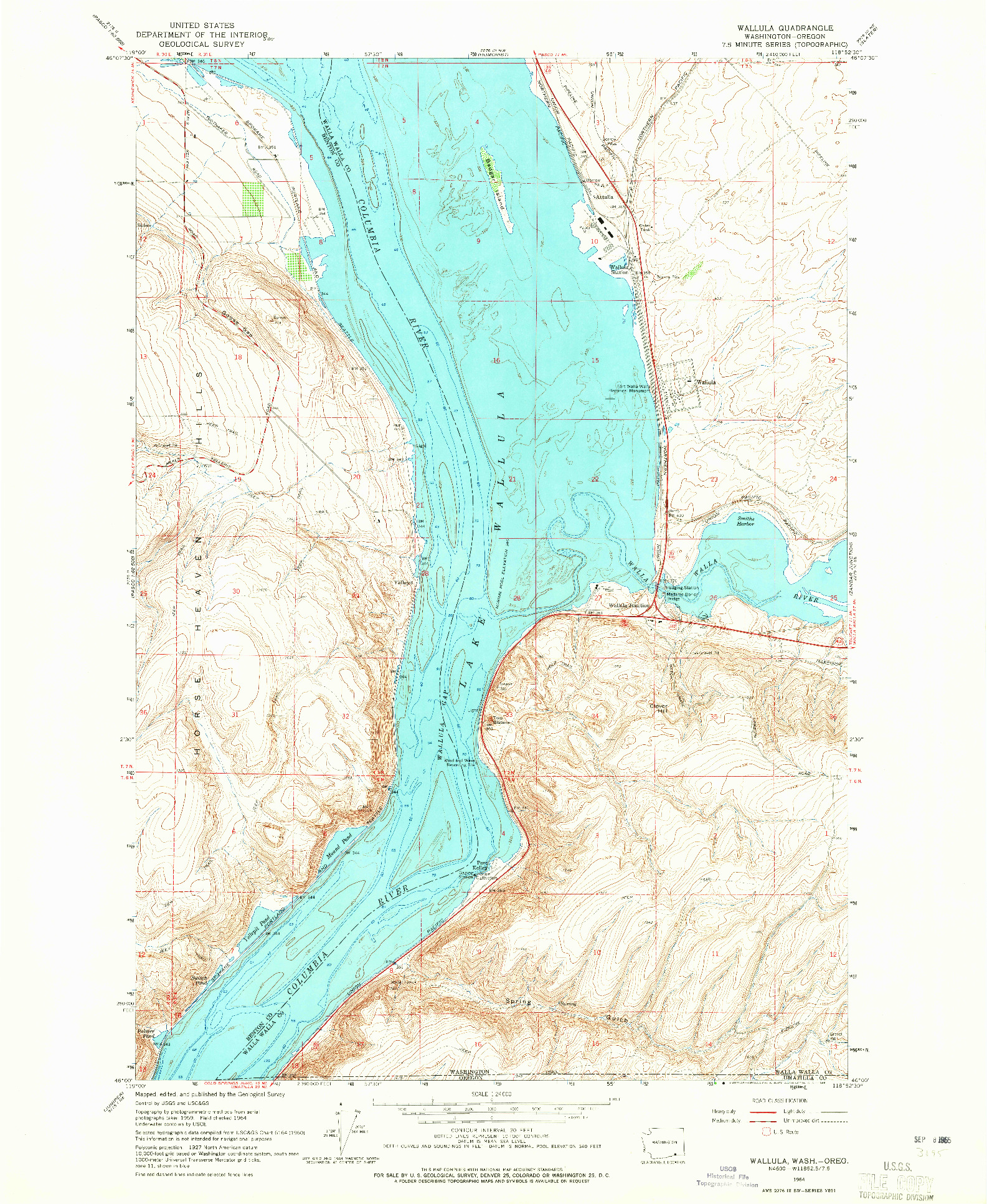USGS 1:24000-SCALE QUADRANGLE FOR WALLULA, WA 1964