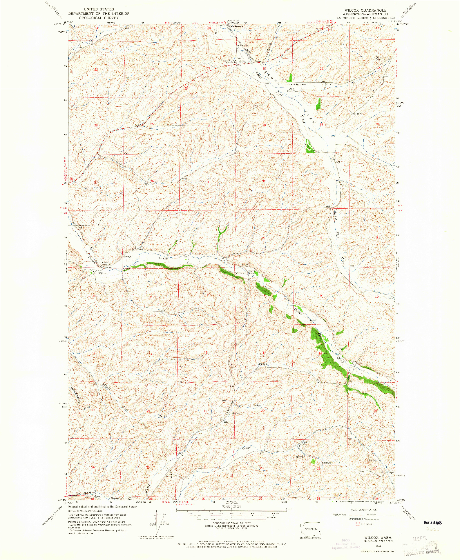 USGS 1:24000-SCALE QUADRANGLE FOR WILCOX, WA 1964