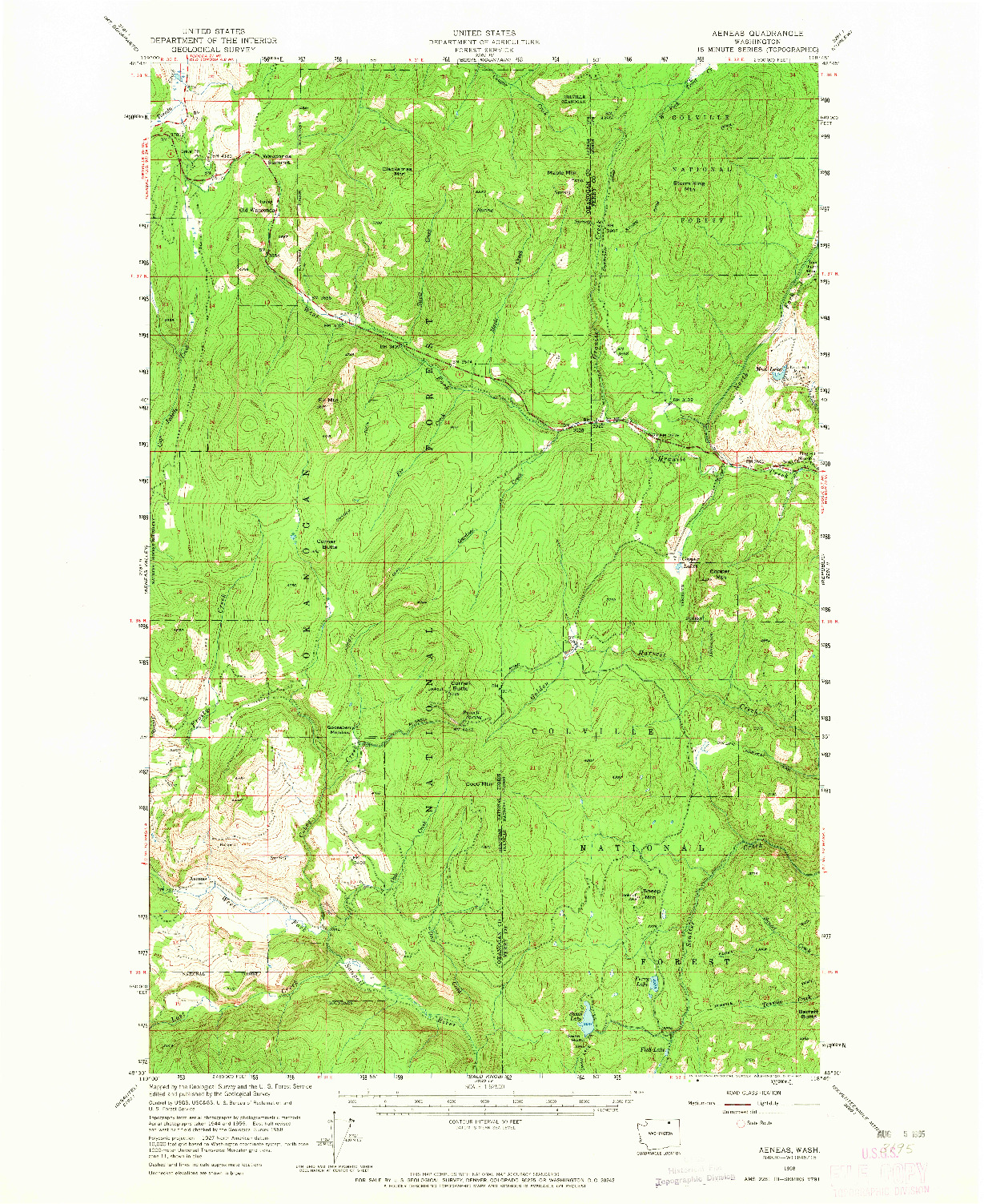 USGS 1:62500-SCALE QUADRANGLE FOR AENEAS, WA 1958