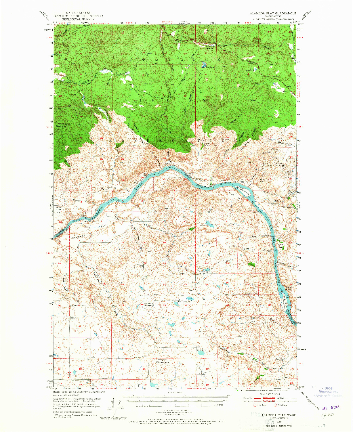 USGS 1:62500-SCALE QUADRANGLE FOR ALAMEDA FLAT, WA 1950