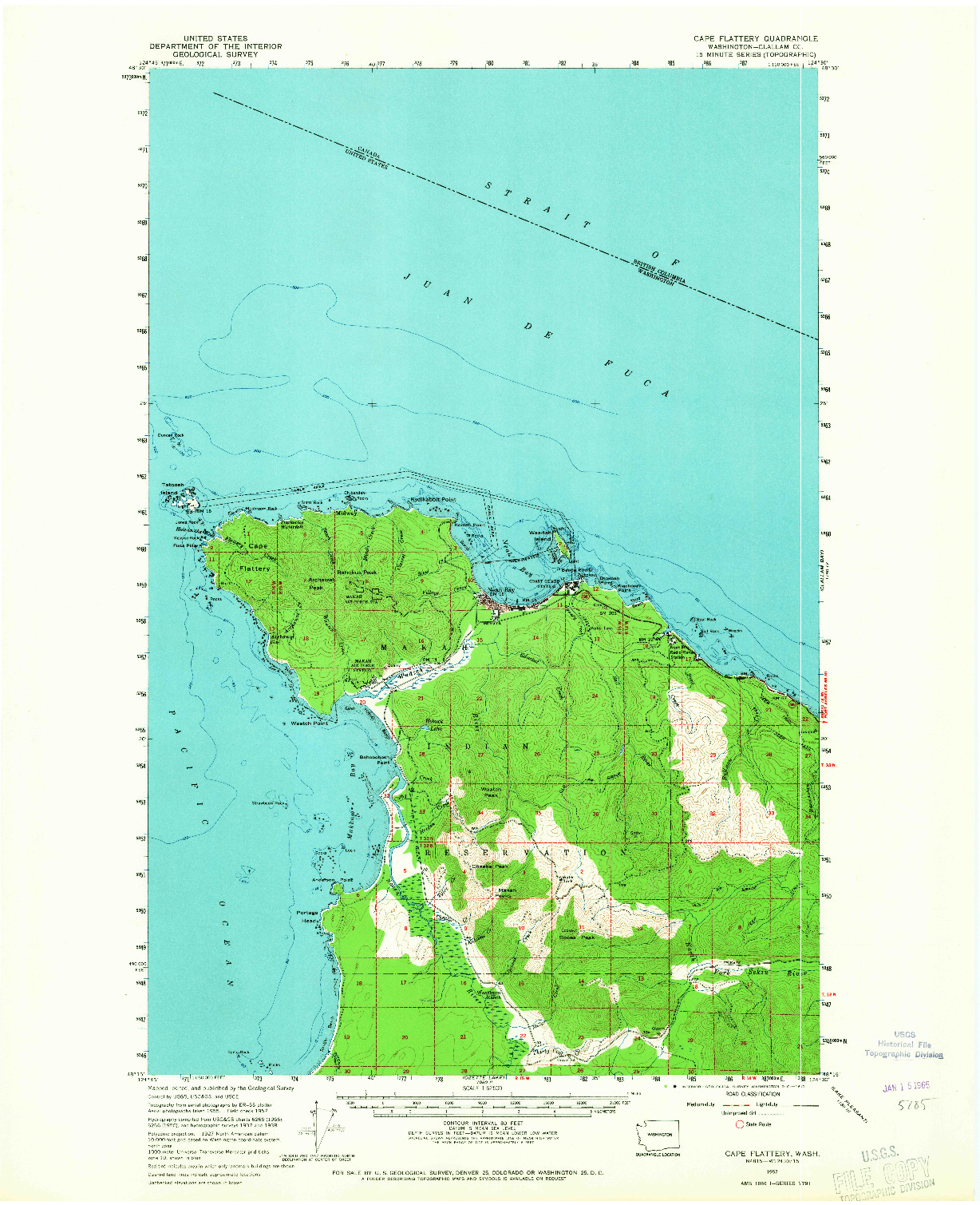 USGS 1:62500-SCALE QUADRANGLE FOR CAPE FLATTERY, WA 1957