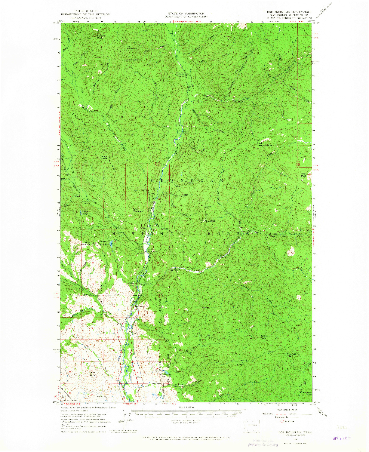 USGS 1:62500-SCALE QUADRANGLE FOR DOE MOUNTAIN, WA 1963