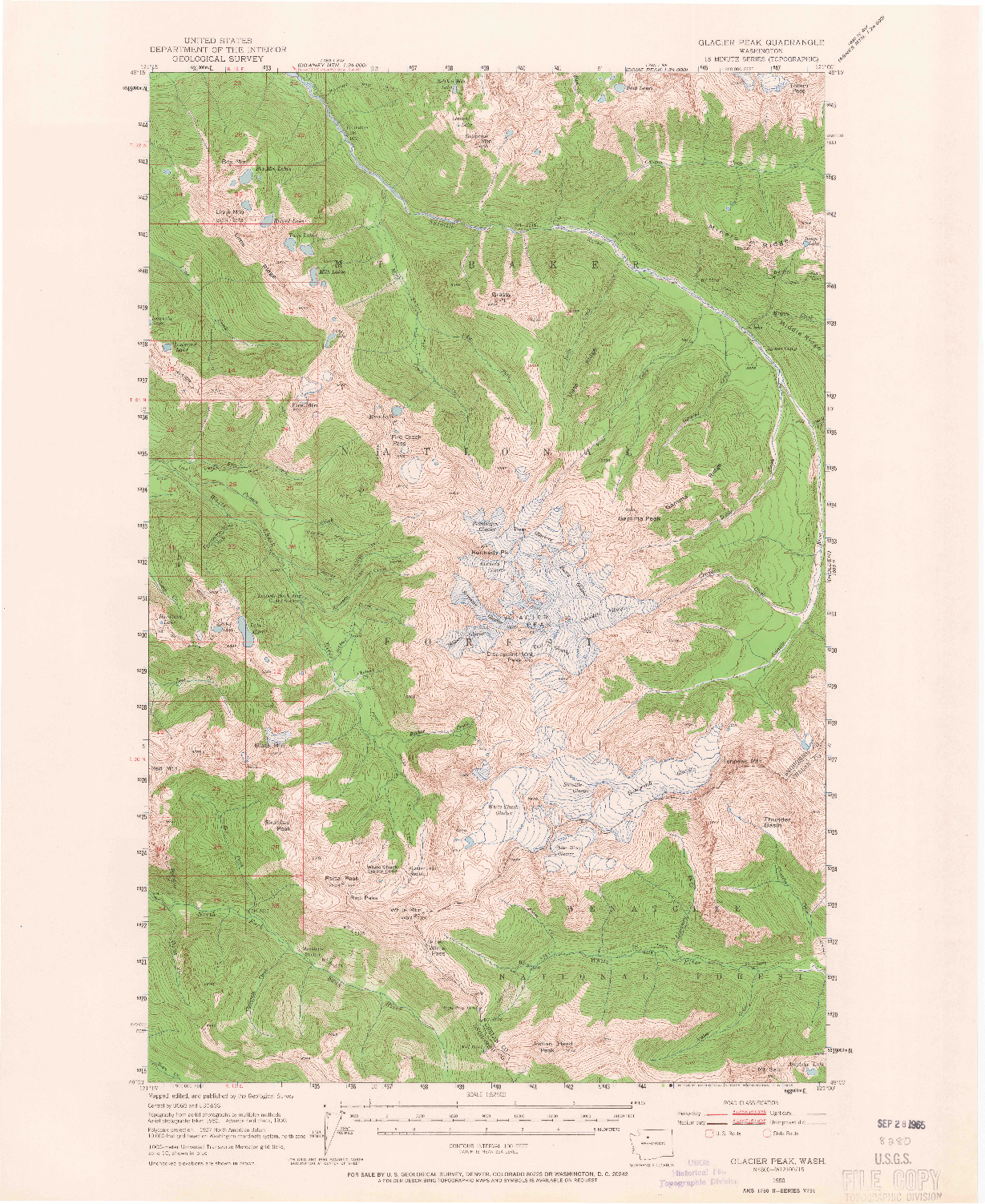 USGS 1:62500-SCALE QUADRANGLE FOR GLACIER PEAK, WA 1950