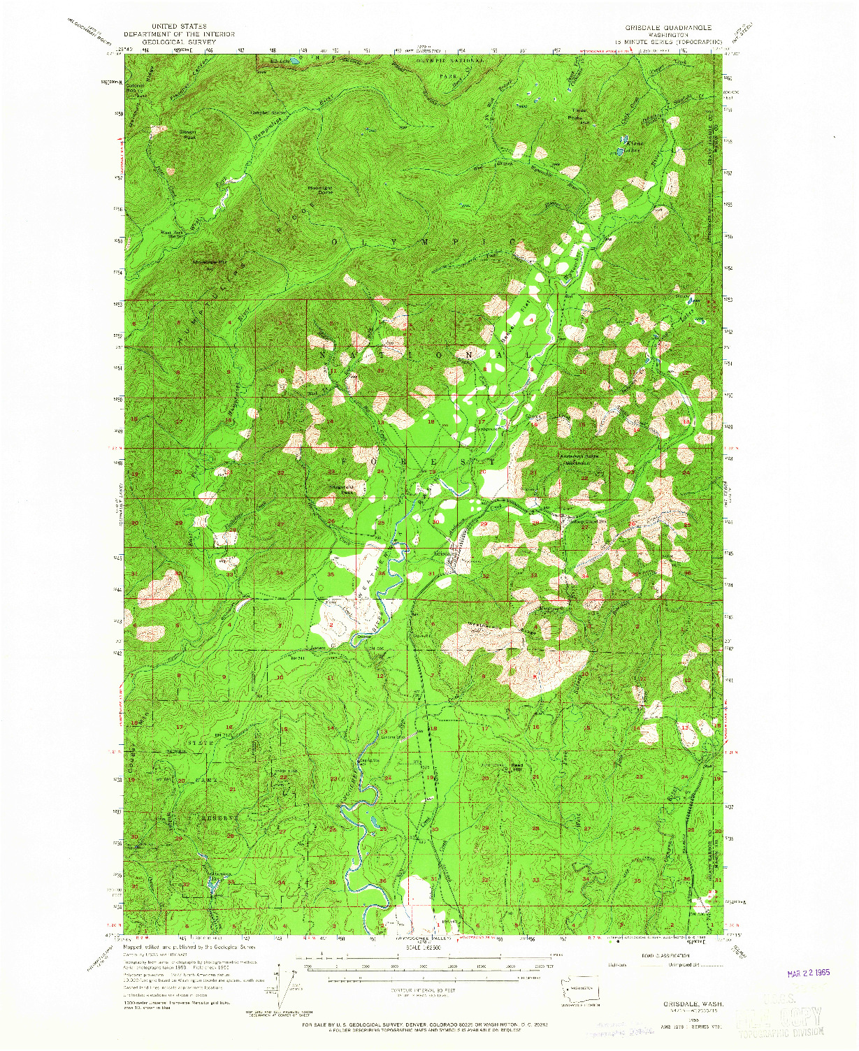 USGS 1:62500-SCALE QUADRANGLE FOR GRISDALE, WA 1955