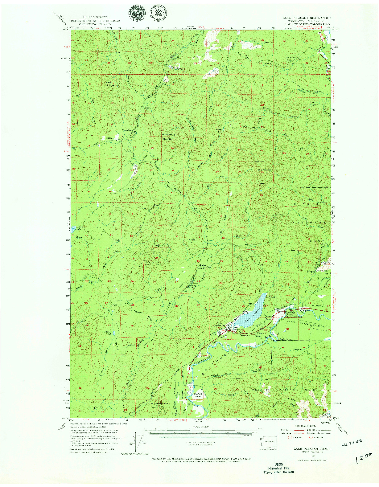 USGS 1:62500-SCALE QUADRANGLE FOR LAKE PLEASANT, WA 1957