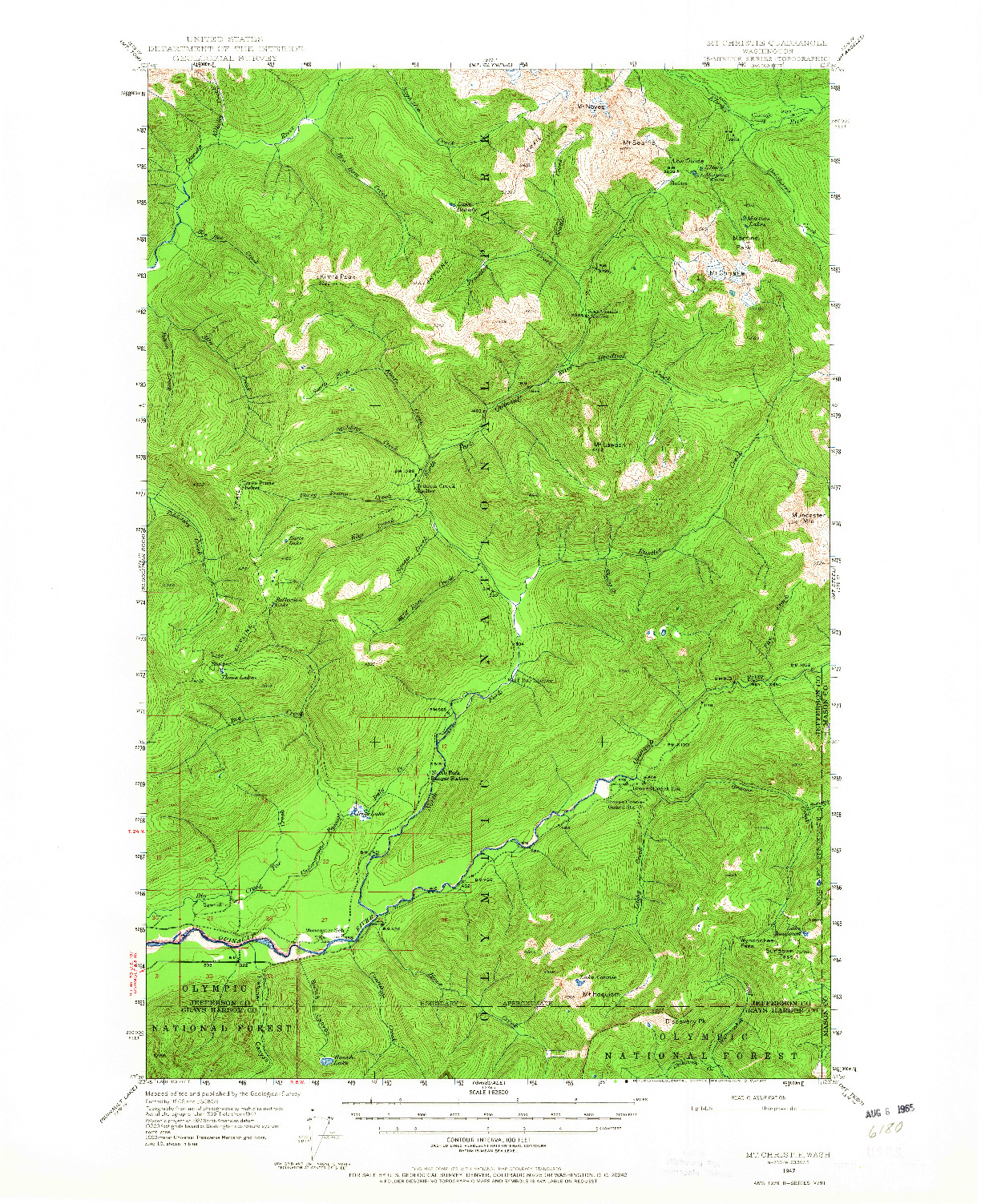 USGS 1:62500-SCALE QUADRANGLE FOR MT CHRISTIE, WA 1947