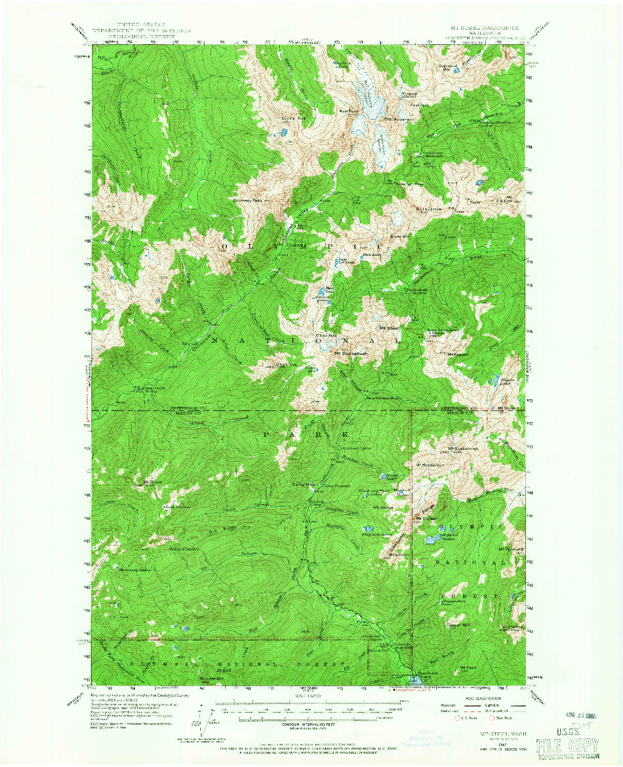 USGS 1:62500-SCALE QUADRANGLE FOR MT. STEEL, WA 1947
