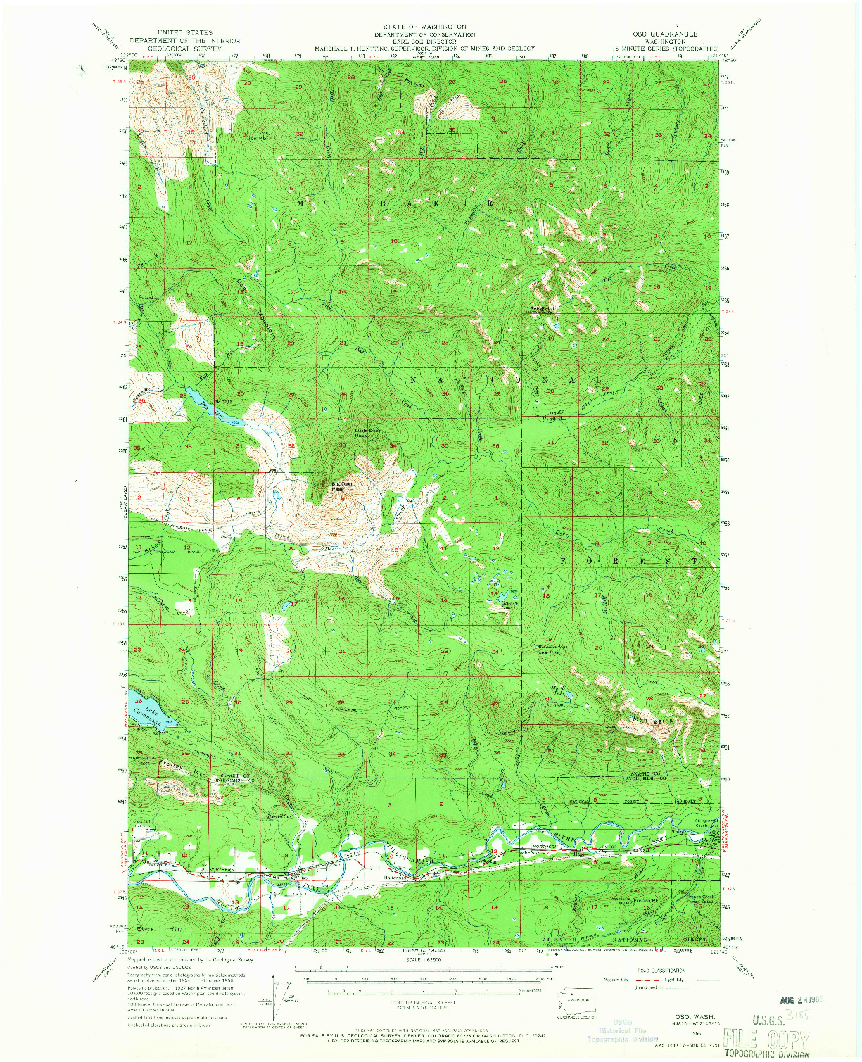 USGS 1:62500-SCALE QUADRANGLE FOR OSO, WA 1956