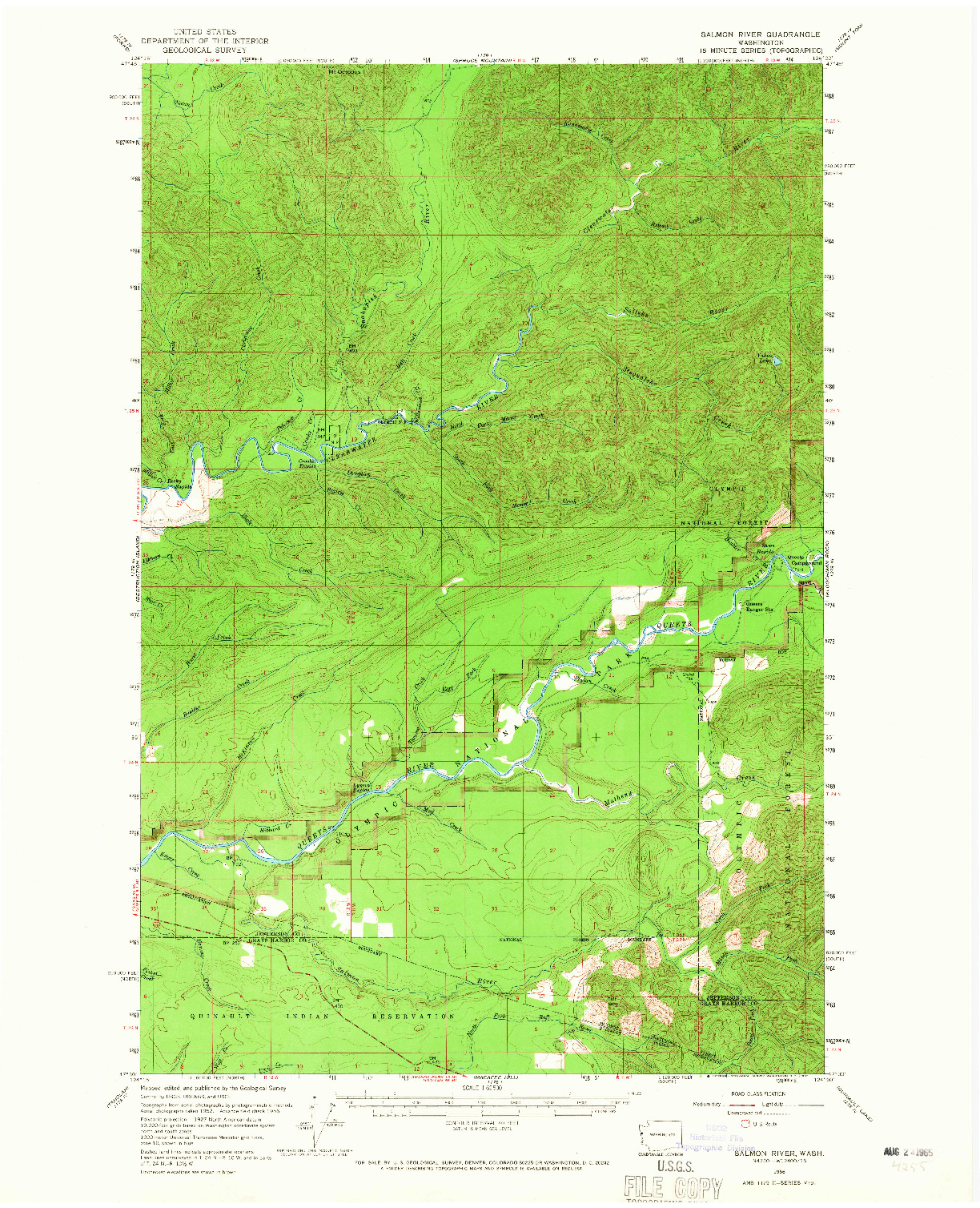 USGS 1:62500-SCALE QUADRANGLE FOR SALMON RIVER, WA 1956