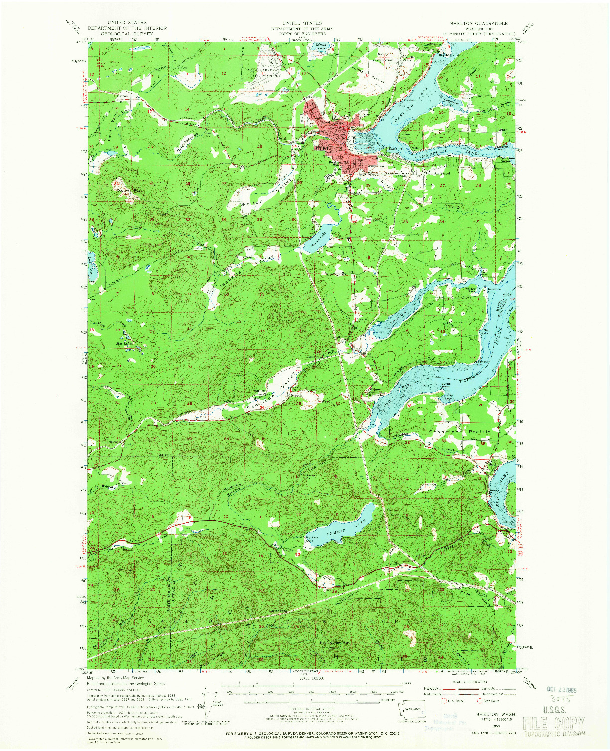USGS 1:62500-SCALE QUADRANGLE FOR SHELTON, WA 1953