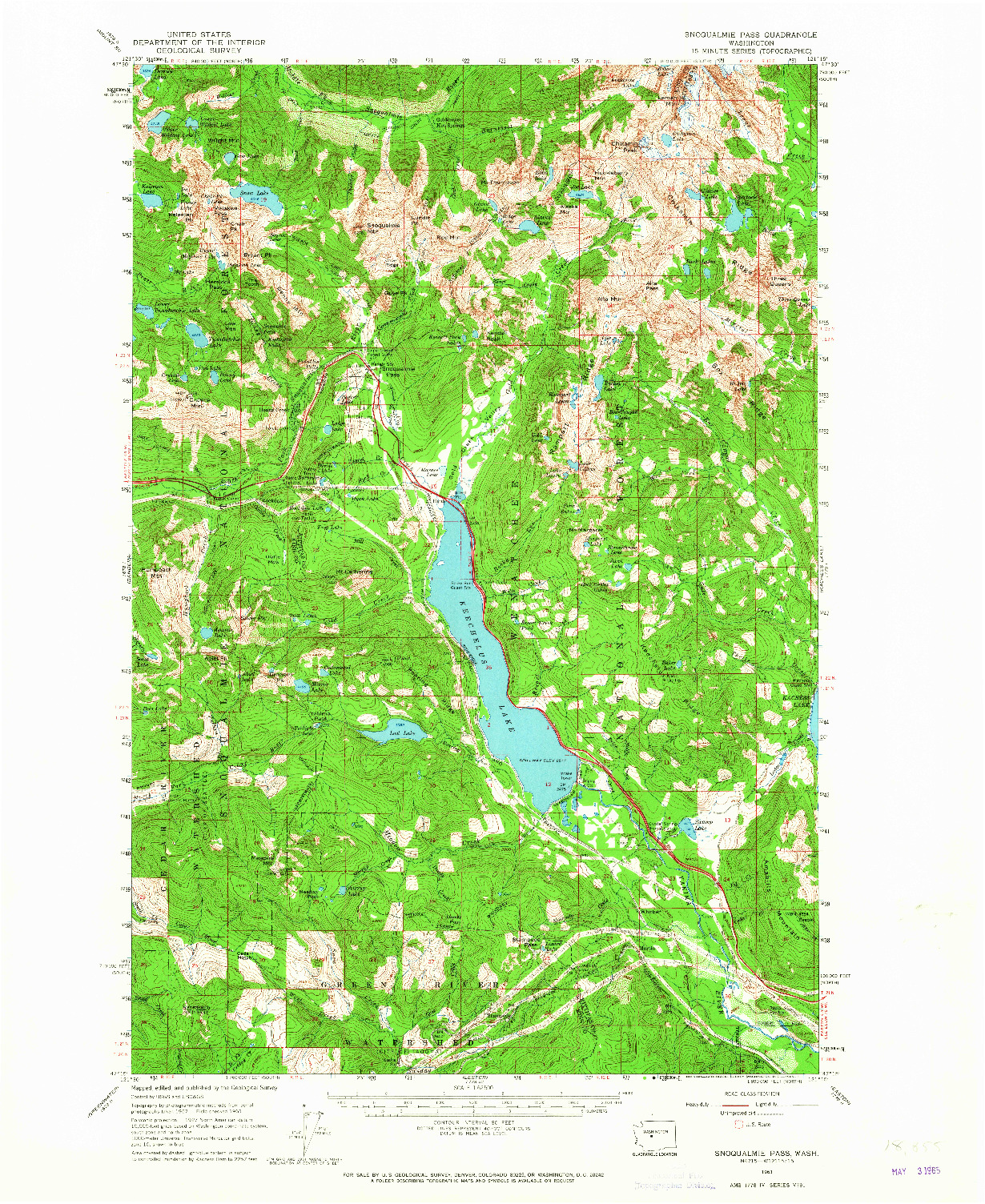 USGS 1:62500-SCALE QUADRANGLE FOR SNOQUALMIE PASS, WA 1961