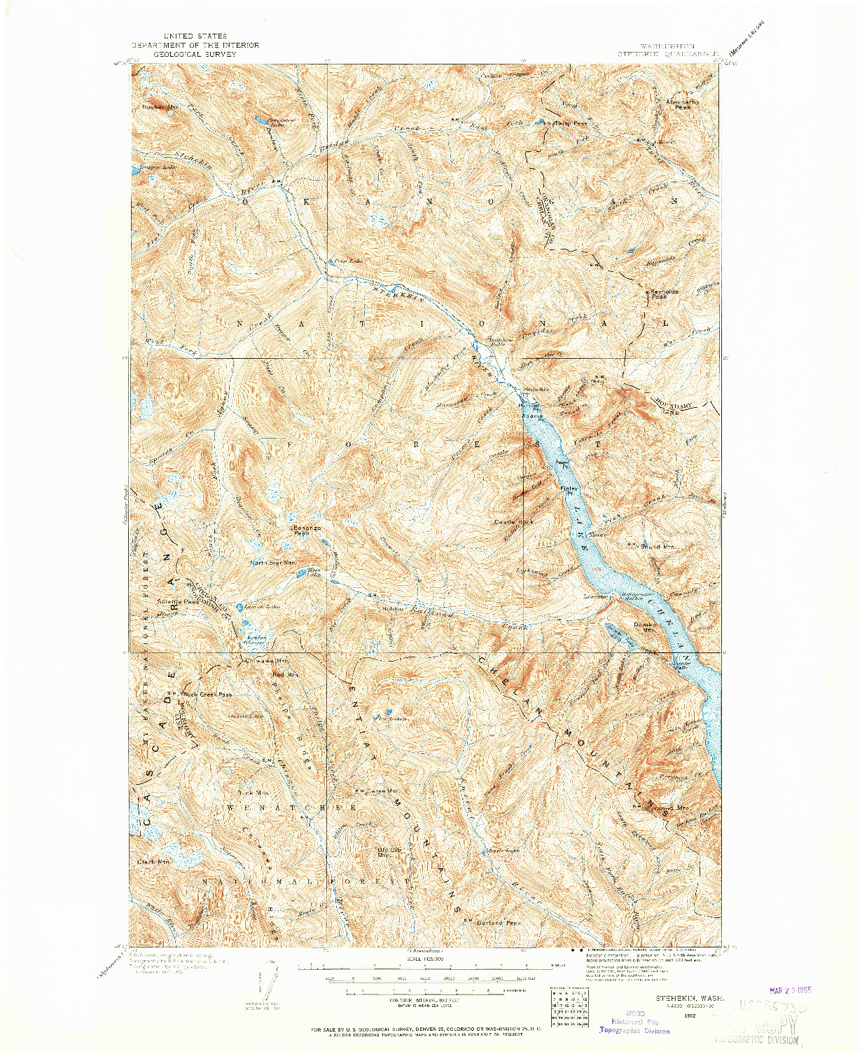 USGS 1:125000-SCALE QUADRANGLE FOR STEHEKIN, WA 1902