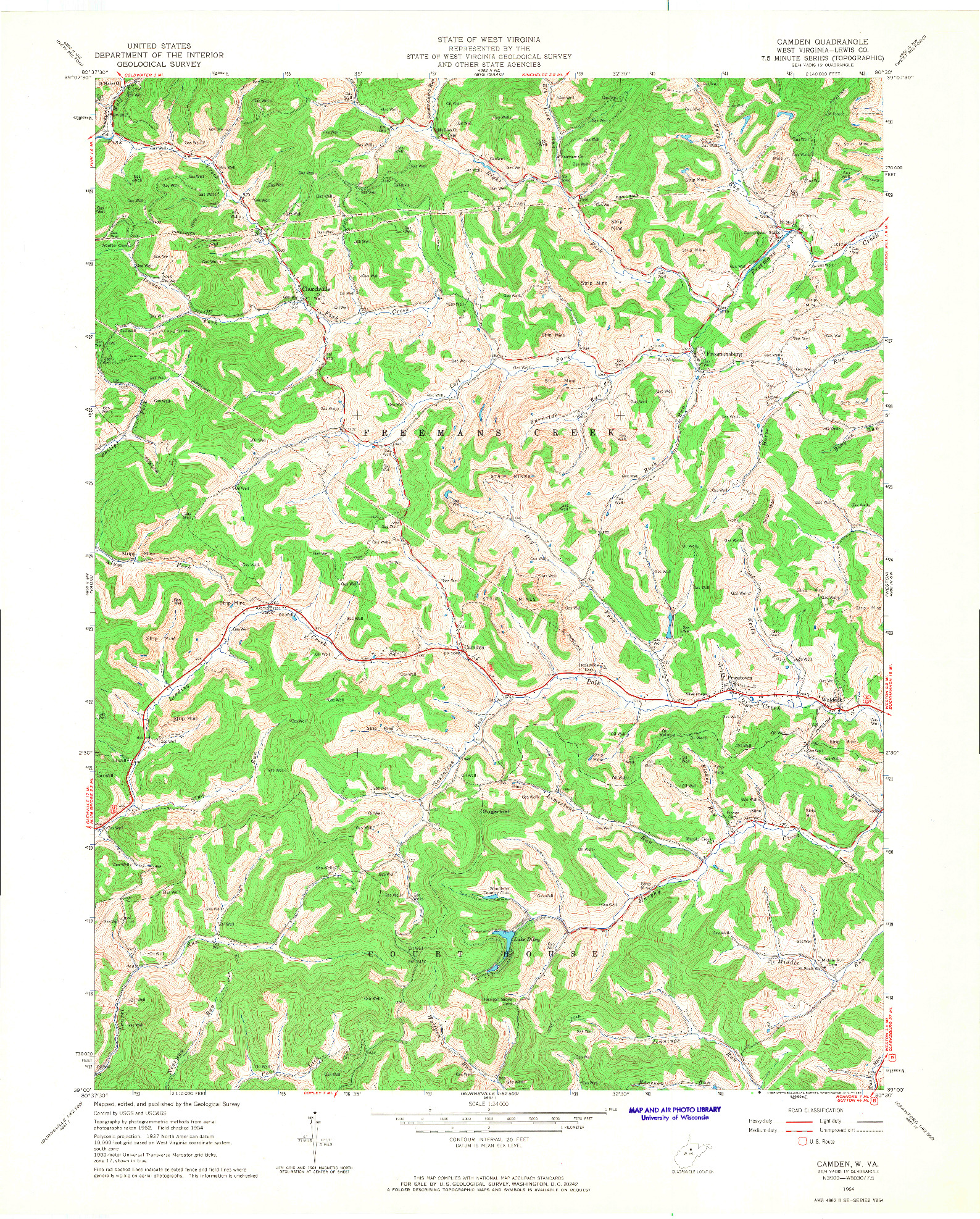 USGS 1:24000-SCALE QUADRANGLE FOR CAMDEN, WV 1964