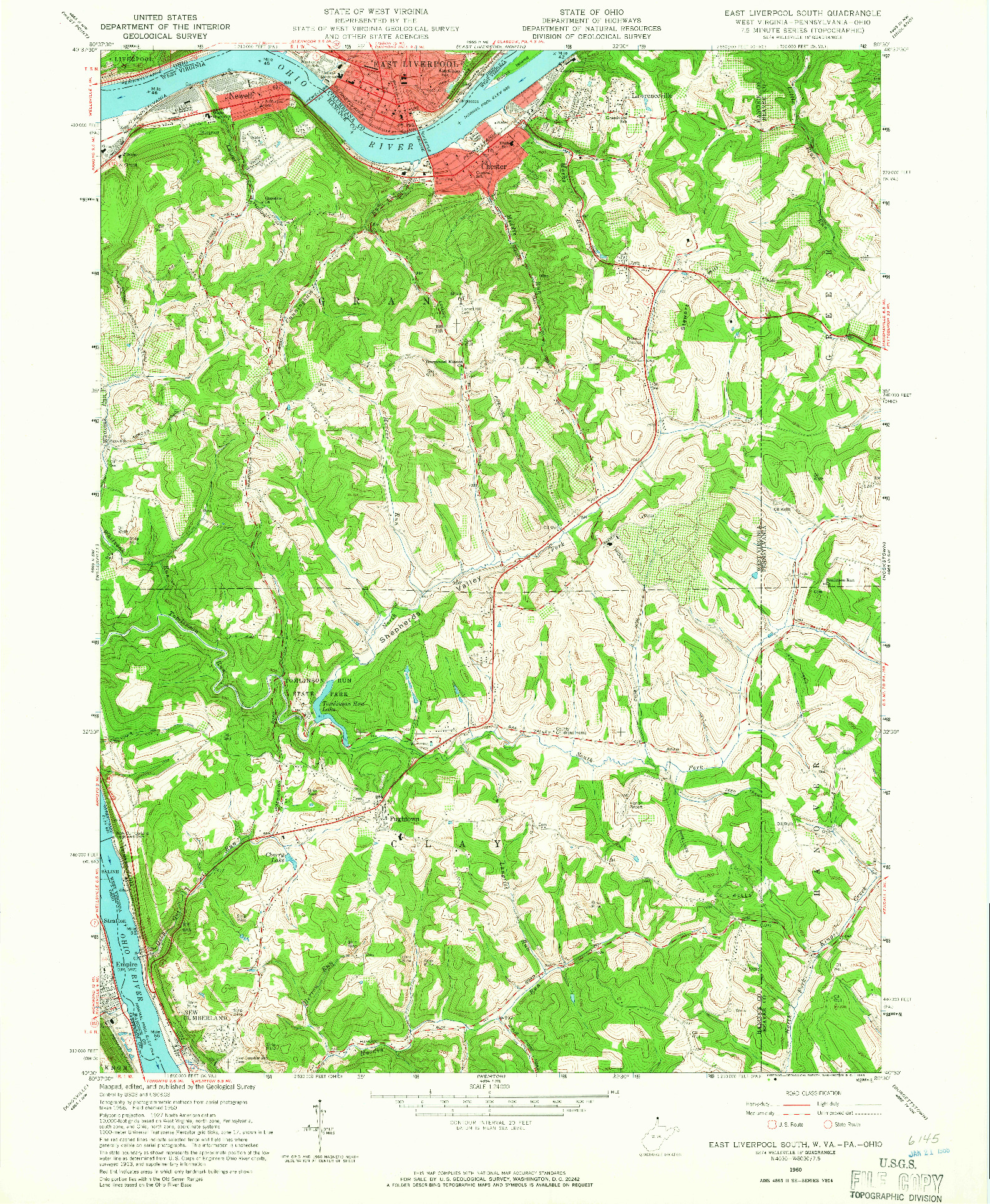 USGS 1:24000-SCALE QUADRANGLE FOR EAST LIVERPOOL SOUTH, WV 1960