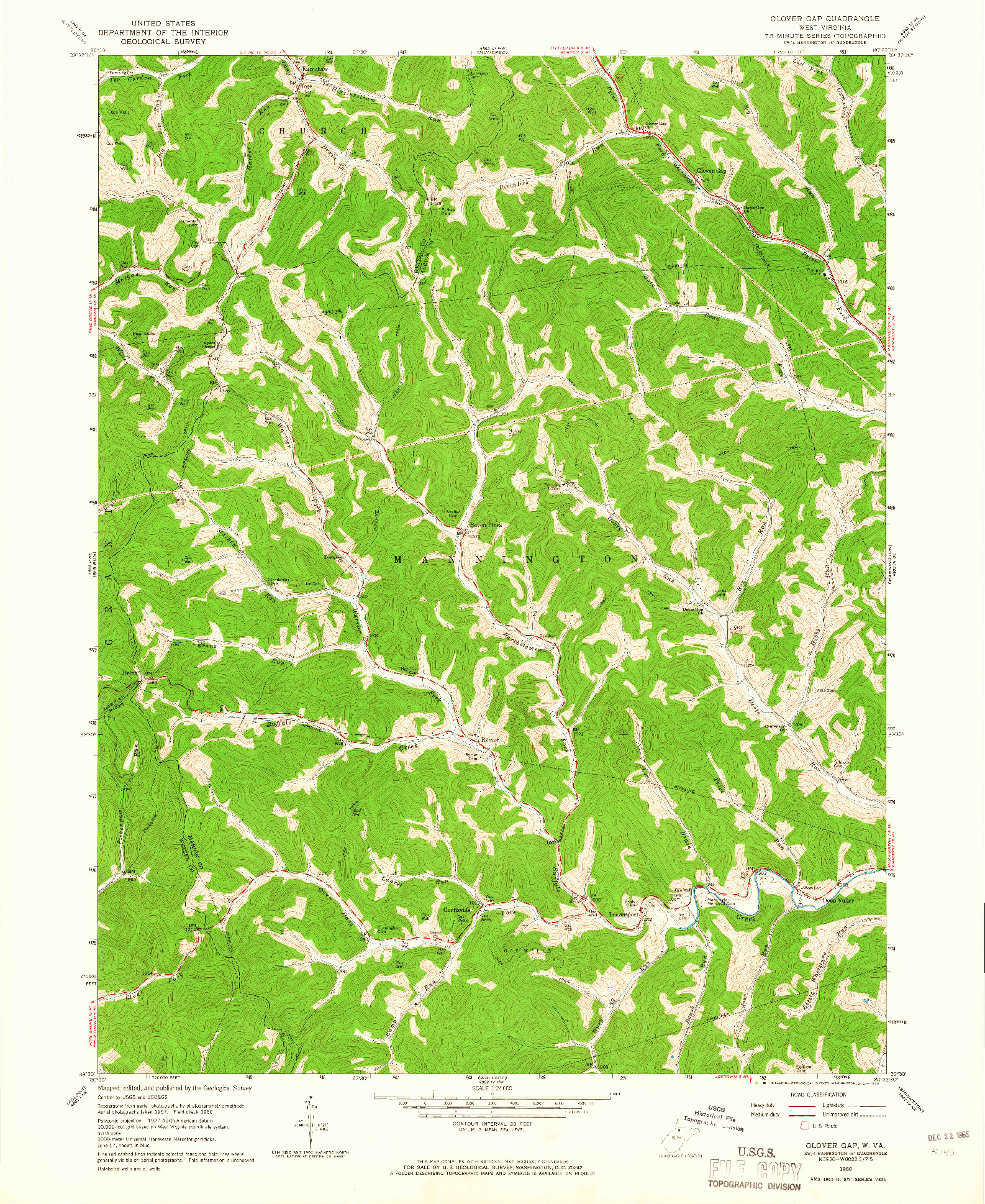 USGS 1:24000-SCALE QUADRANGLE FOR GLOVER GAP, WV 1960