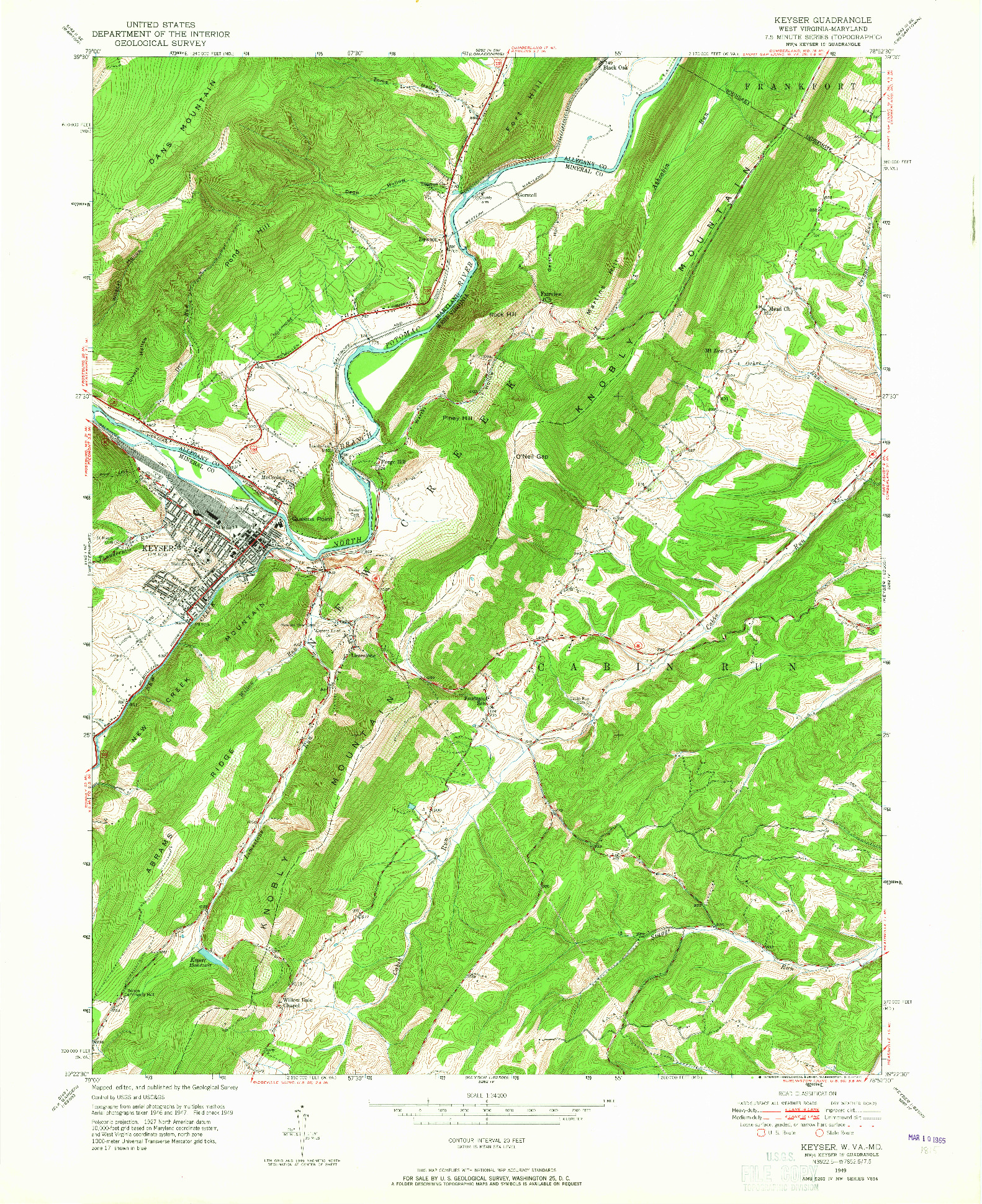USGS 1:24000-SCALE QUADRANGLE FOR KEYSER, WV 1949