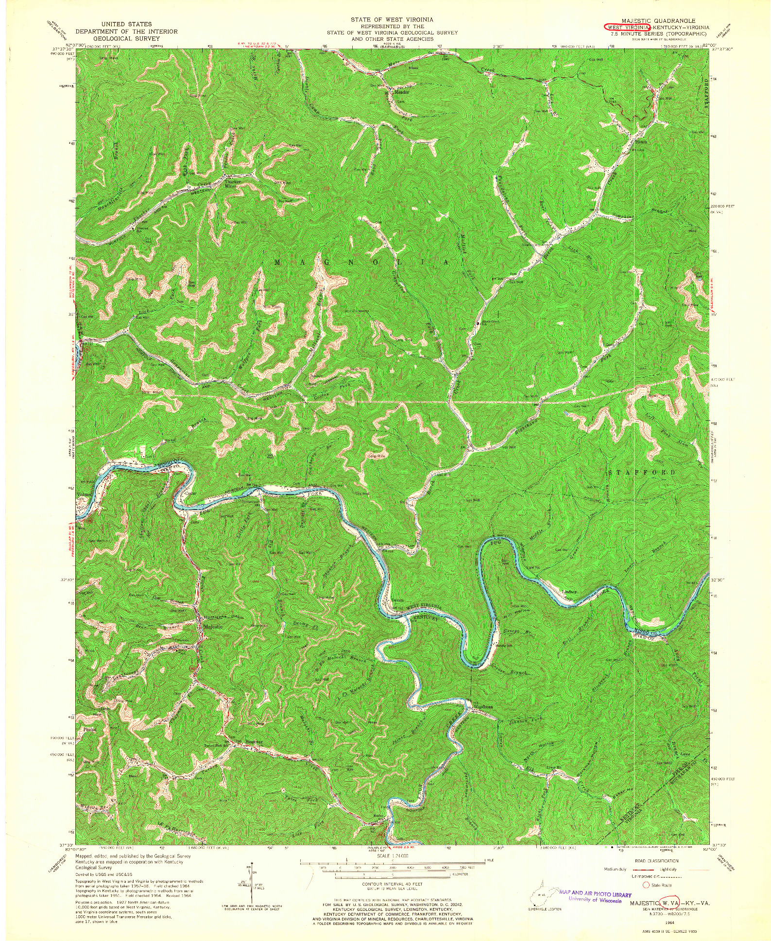 USGS 1:24000-SCALE QUADRANGLE FOR MAJESTIC, WV 1964