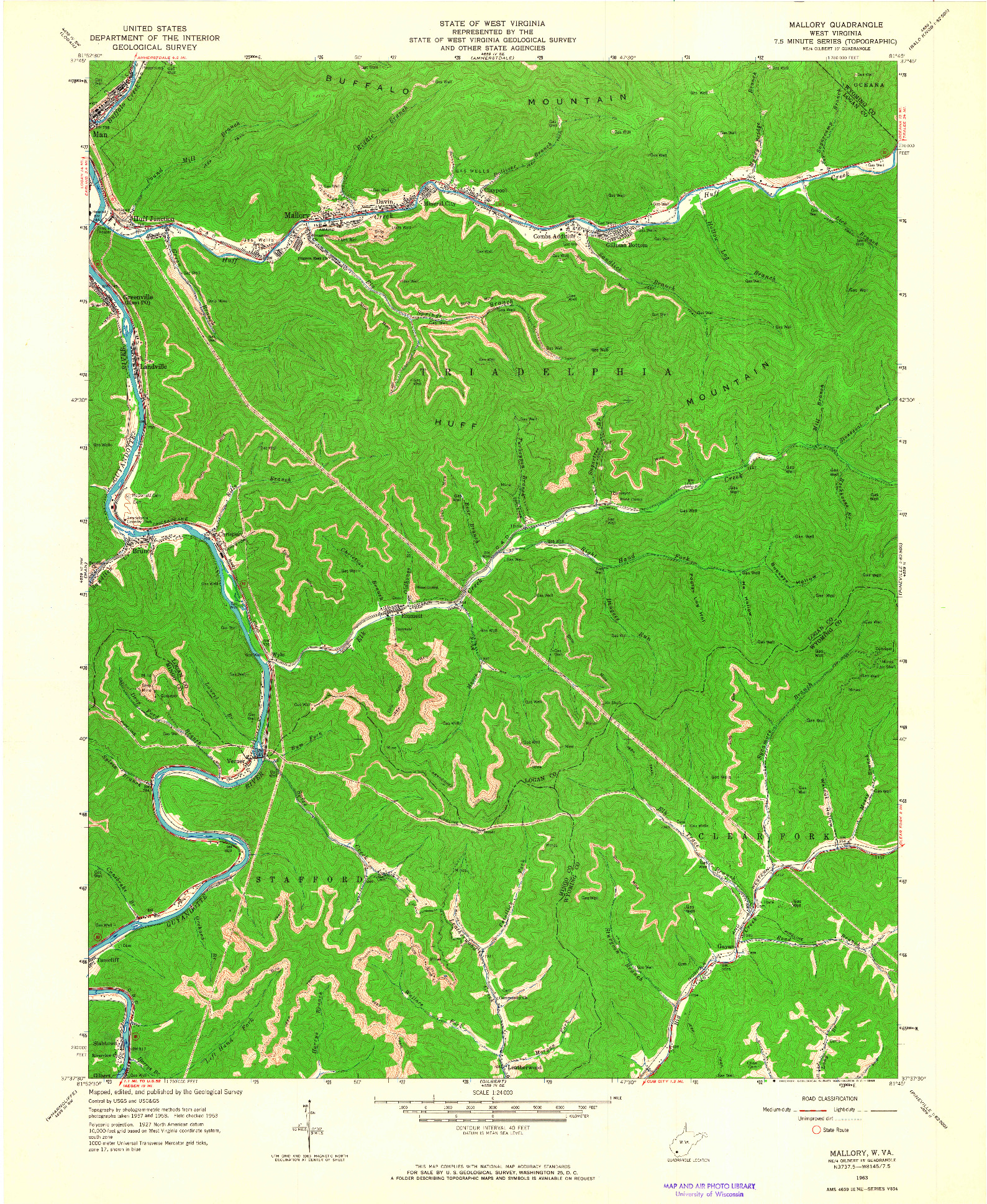 USGS 1:24000-SCALE QUADRANGLE FOR MALLORY, WV 1963