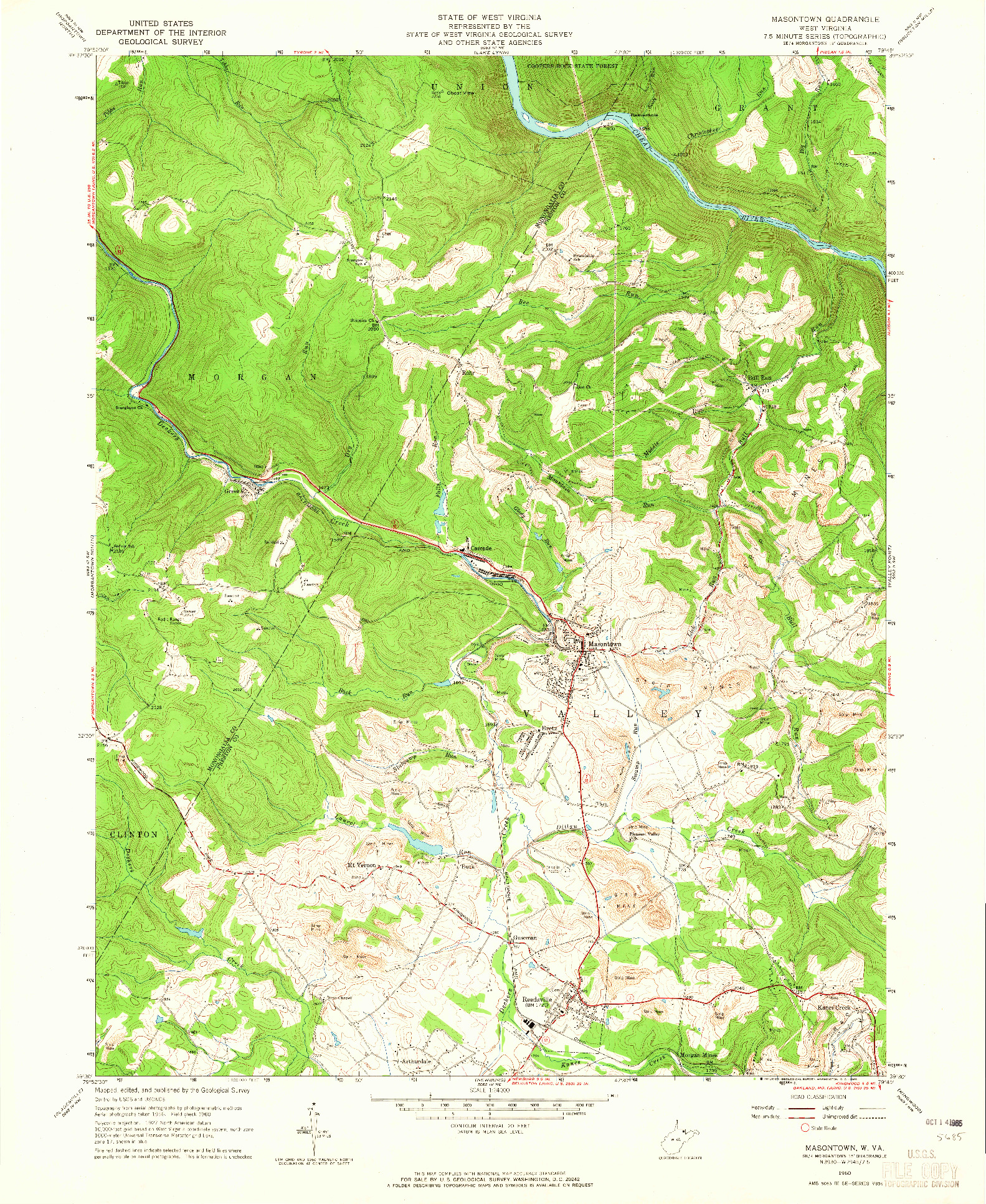 USGS 1:24000-SCALE QUADRANGLE FOR MASONTOWN, WV 1960