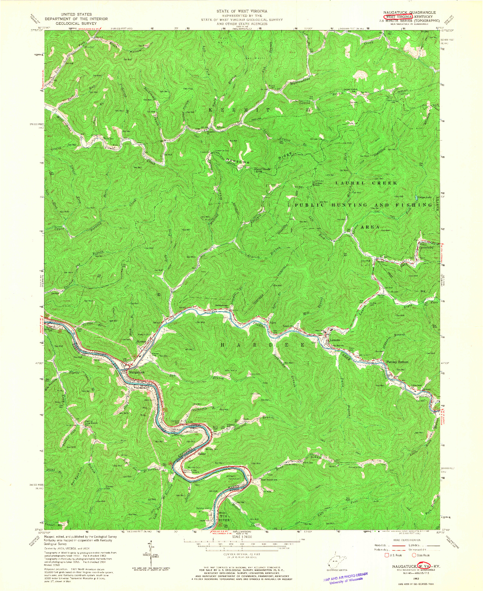 USGS 1:24000-SCALE QUADRANGLE FOR NAUGATUCK, WV 1963