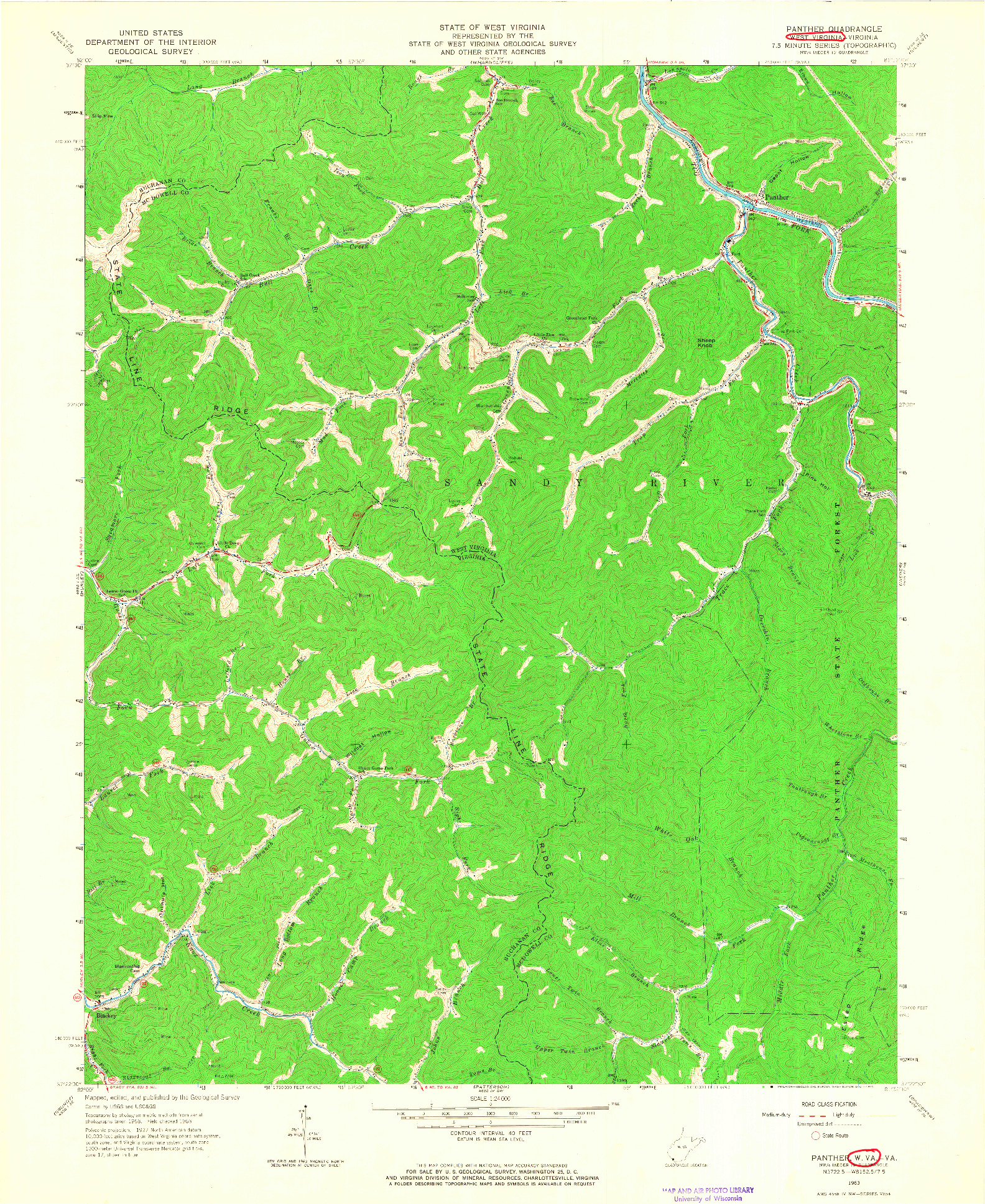 USGS 1:24000-SCALE QUADRANGLE FOR PANTHER, WV 1963