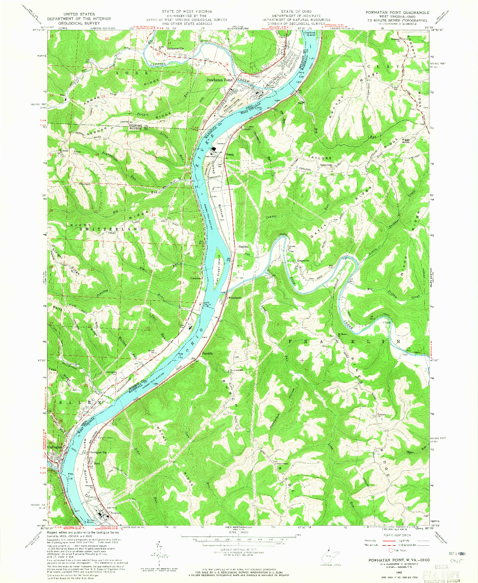 USGS 1:24000-SCALE QUADRANGLE FOR POWHATAN POINT, WV 1960