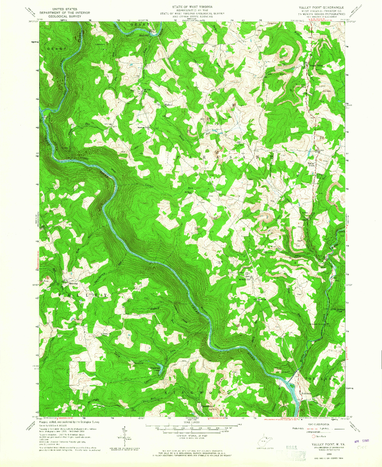 USGS 1:24000-SCALE QUADRANGLE FOR VALLEY POINT, WV 1959