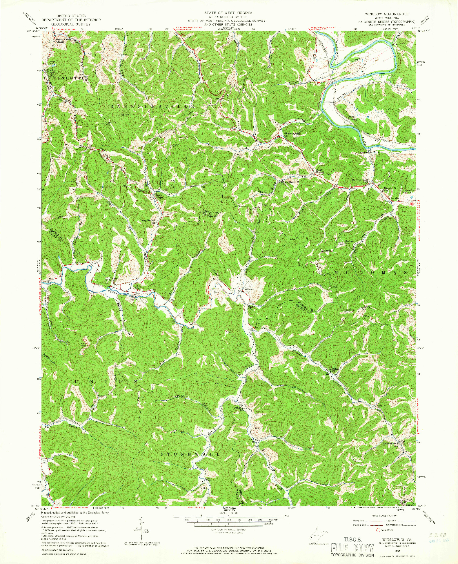 USGS 1:24000-SCALE QUADRANGLE FOR WINSLOW, WV 1957