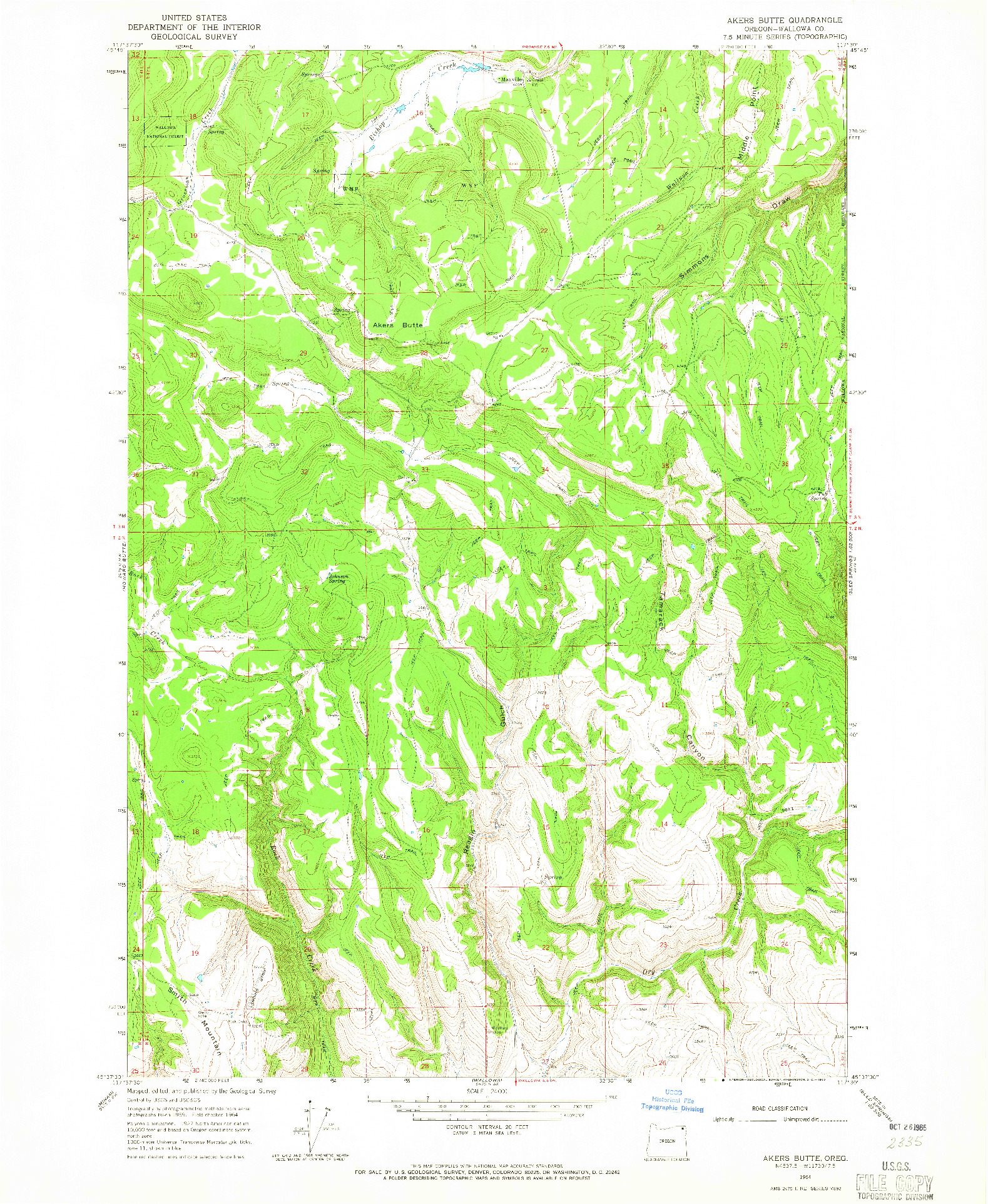 USGS 1:24000-SCALE QUADRANGLE FOR AKERS BUTTE, OR 1964