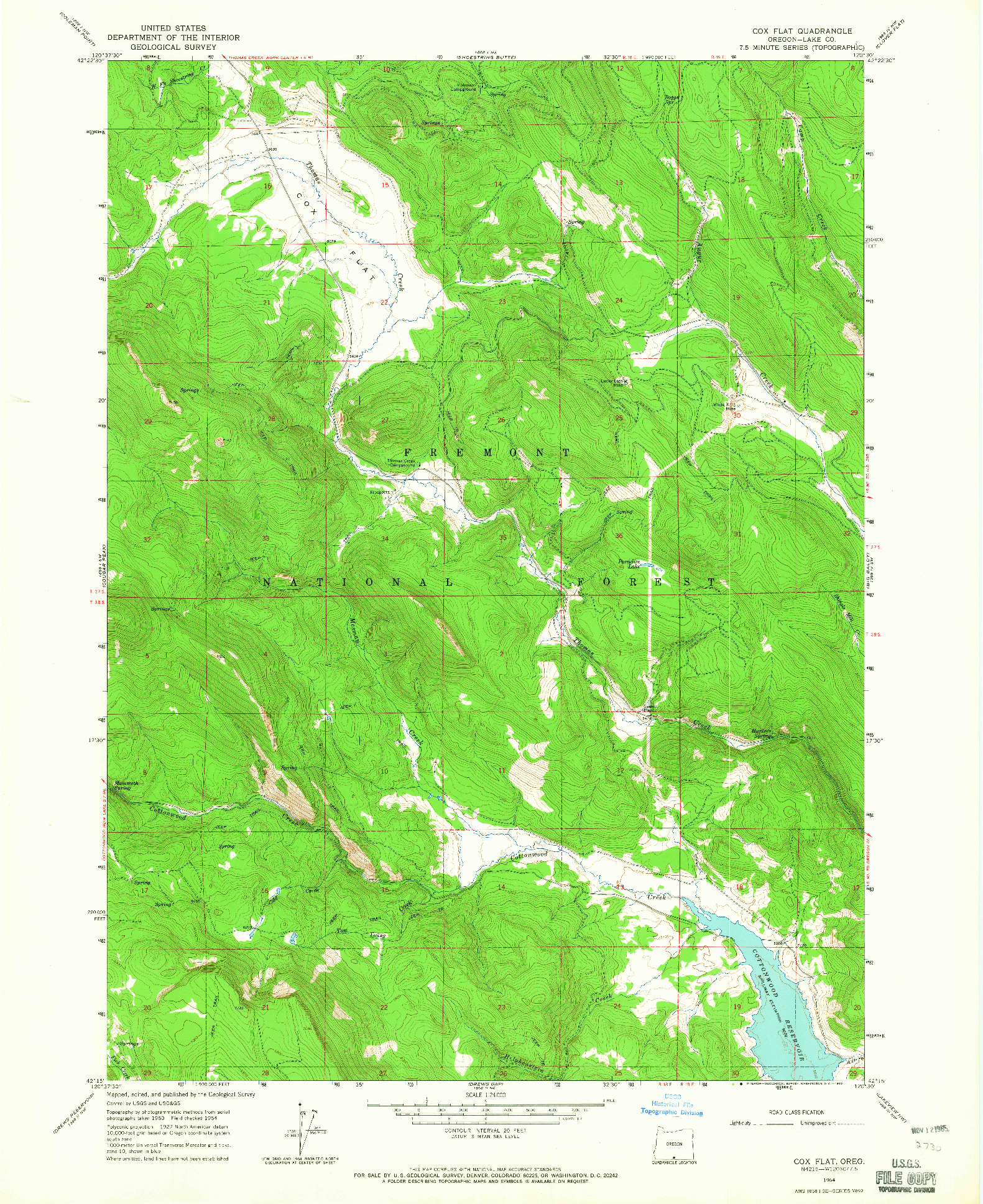 USGS 1:24000-SCALE QUADRANGLE FOR COX FLAT, OR 1964
