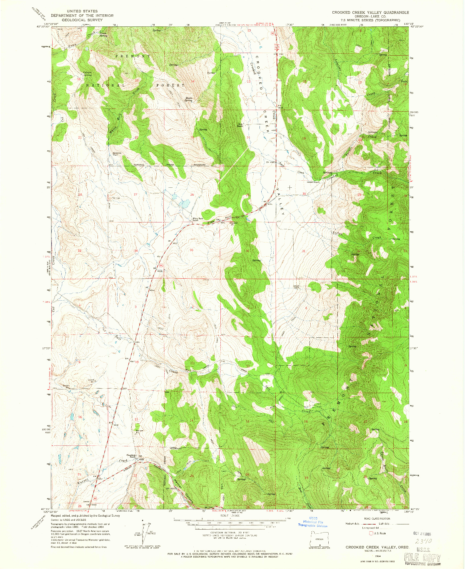 USGS 1:24000-SCALE QUADRANGLE FOR CROOKED CREEK VALLEY, OR 1964