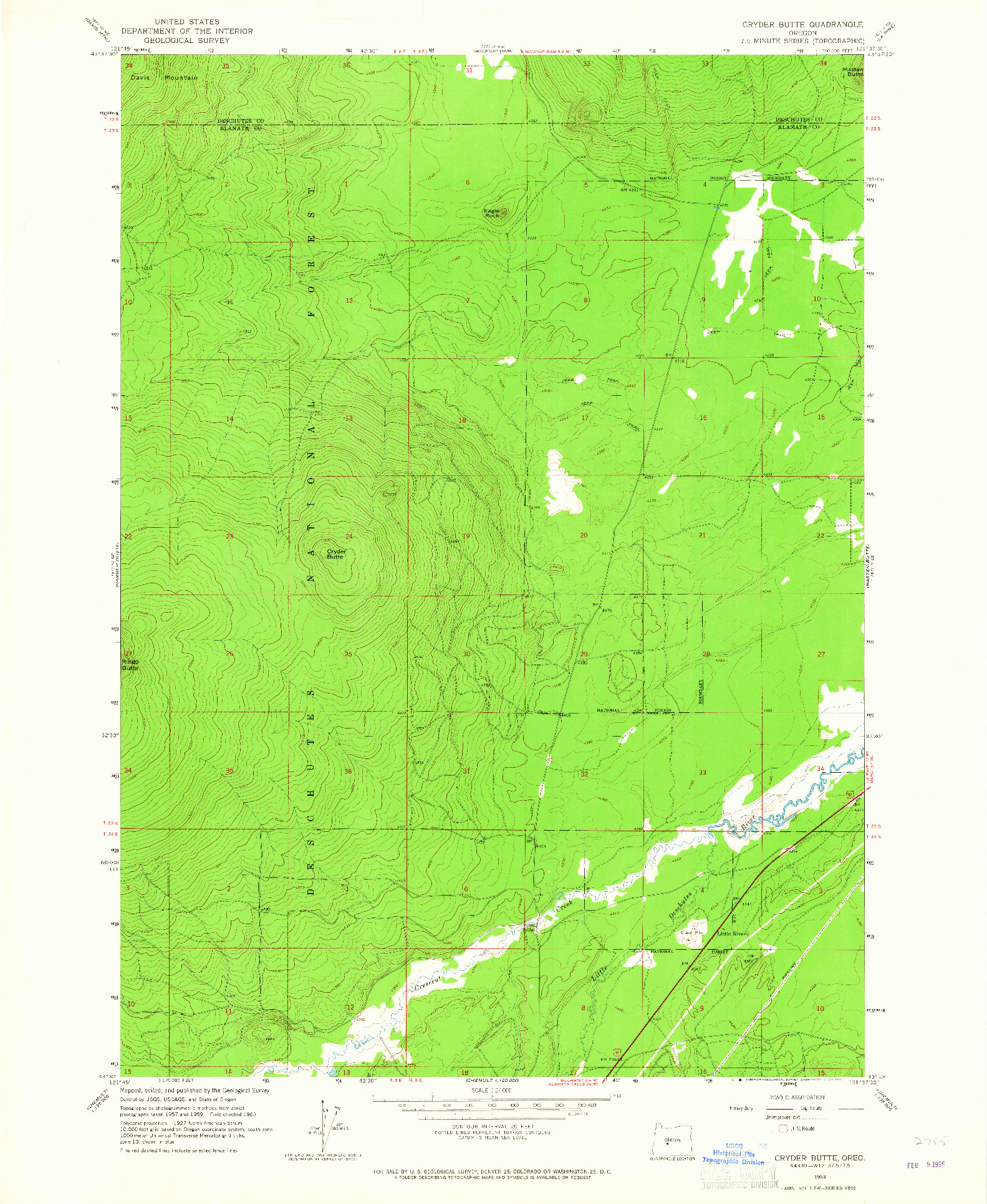 USGS 1:24000-SCALE QUADRANGLE FOR CRYDER BUTTE, OR 1963