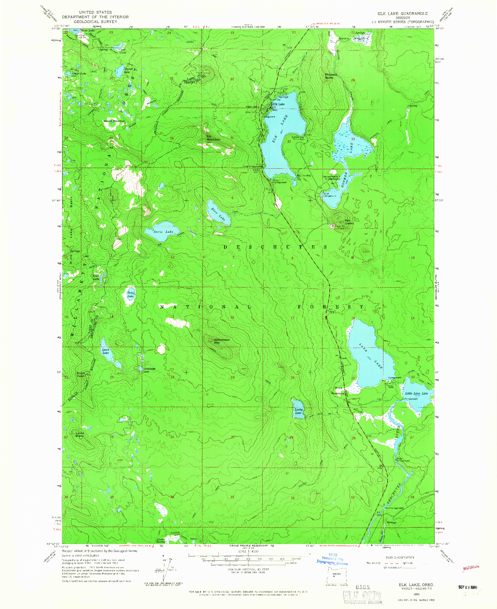USGS 1:24000-SCALE QUADRANGLE FOR ELK LAKE, OR 1963