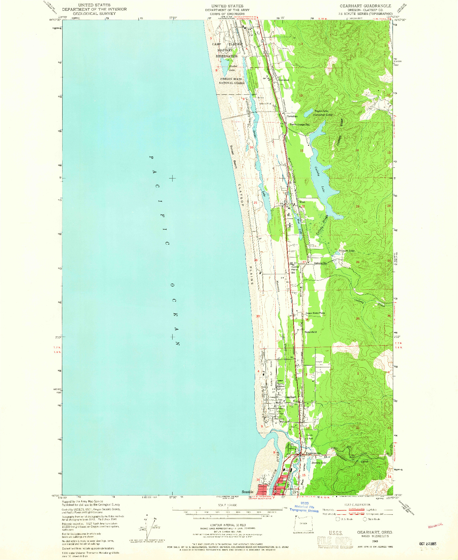 USGS 1:24000-SCALE QUADRANGLE FOR GEARHART, OR 1949