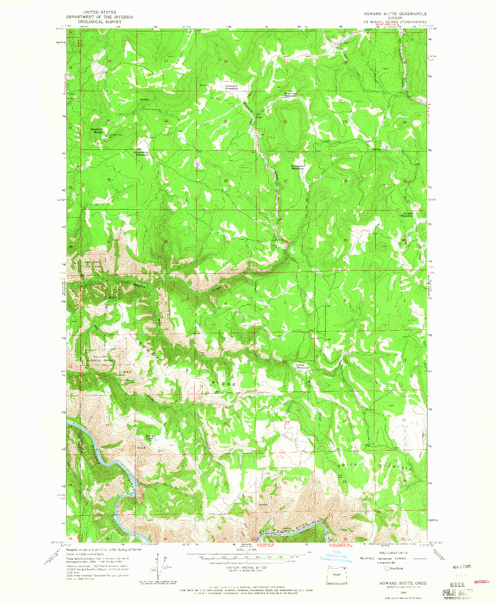 USGS 1:24000-SCALE QUADRANGLE FOR HOWARD BUTTE, OR 1964