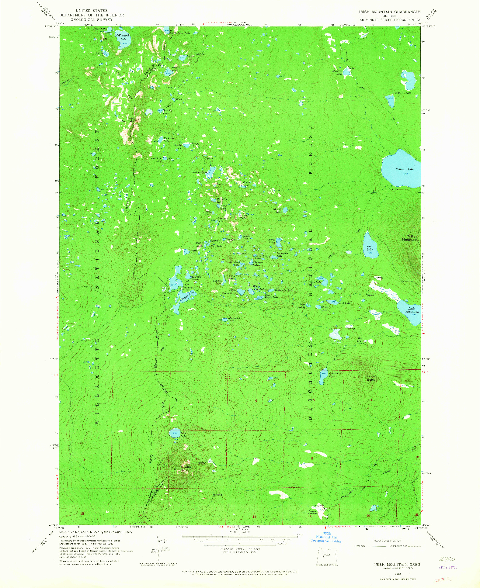 USGS 1:24000-SCALE QUADRANGLE FOR IRISH MOUNTAIN, OR 1963