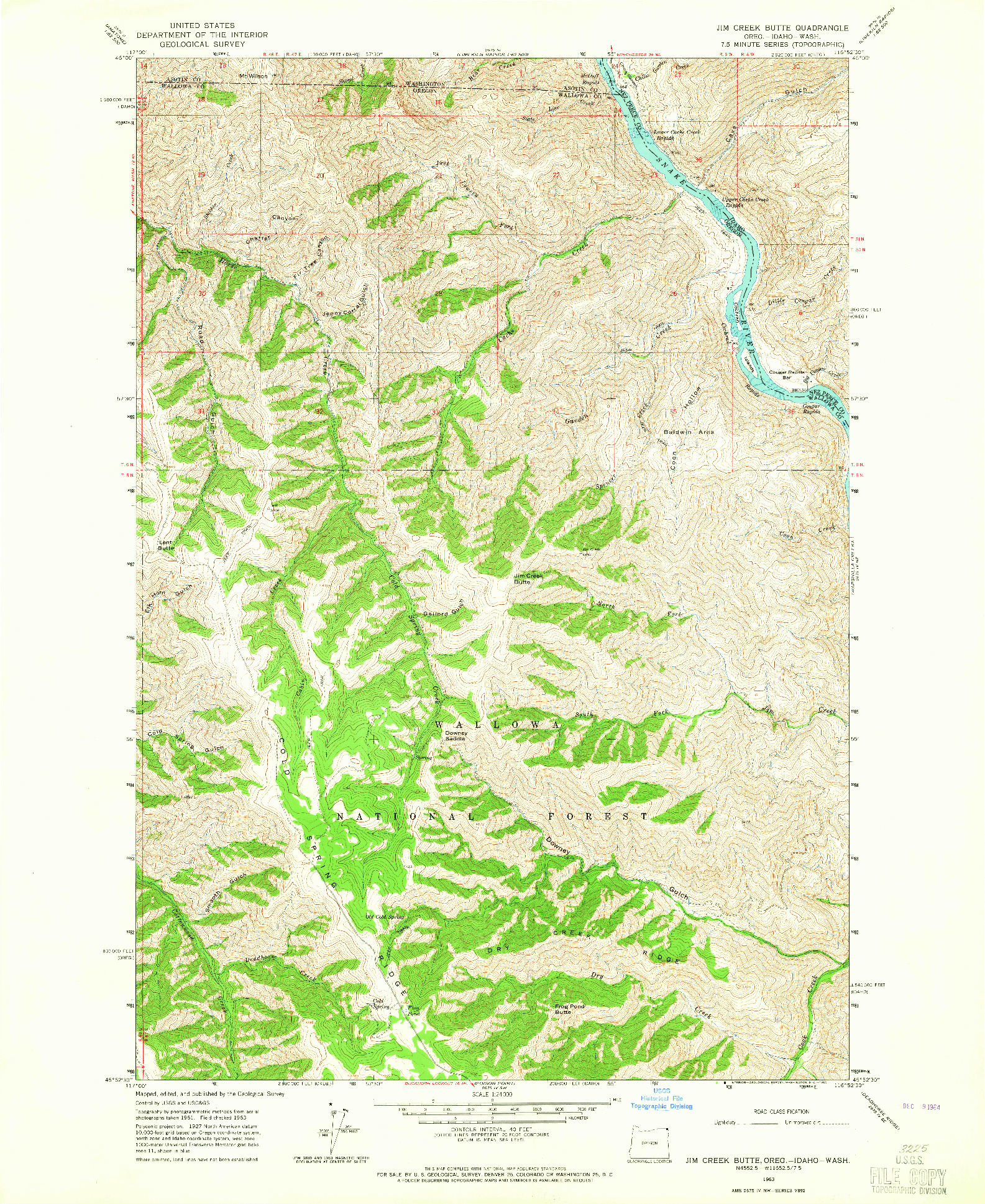 USGS 1:24000-SCALE QUADRANGLE FOR JIM CREEK BUTTE, OR 1963