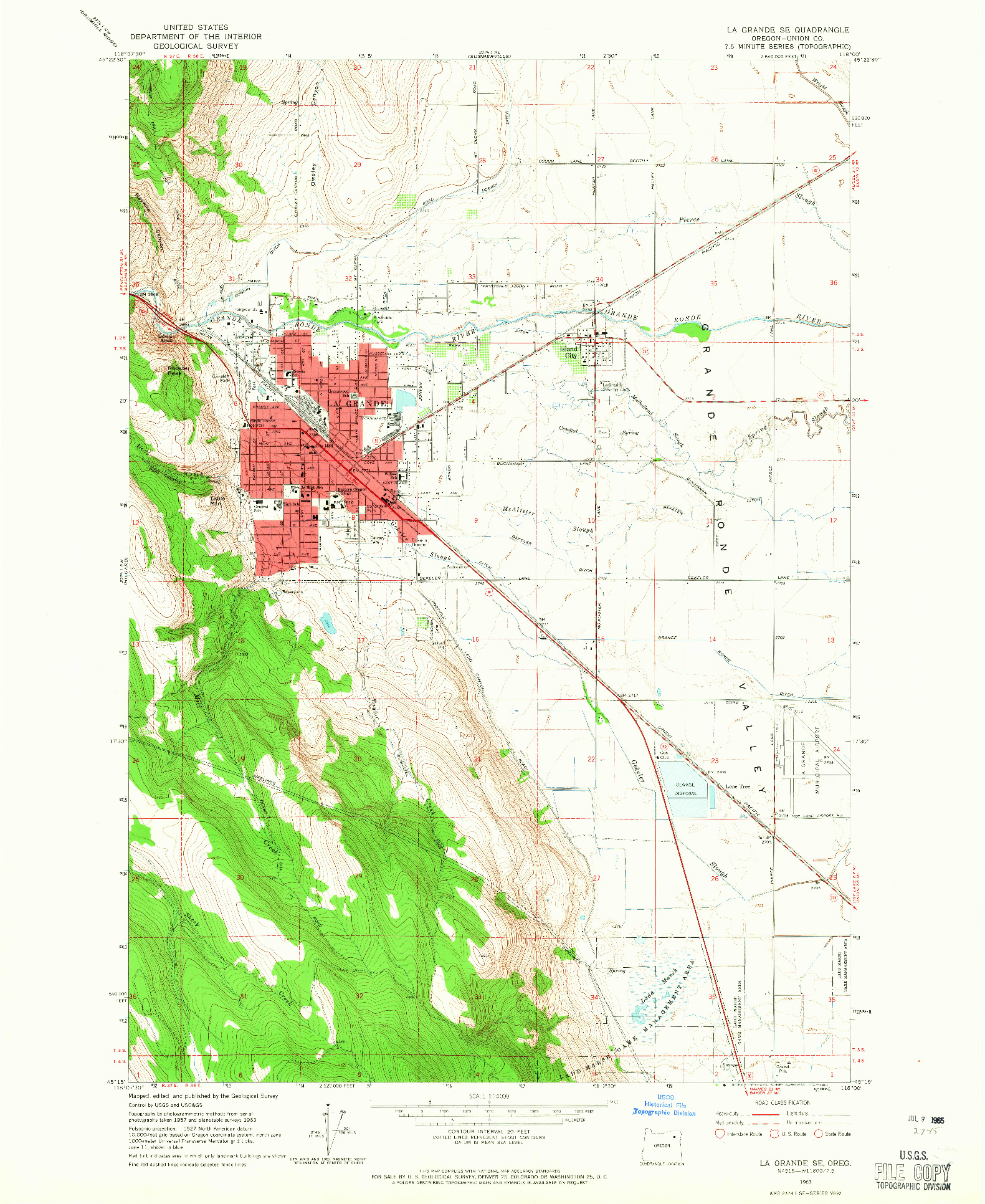 USGS 1:24000-SCALE QUADRANGLE FOR LA GRANDE SE, OR 1963