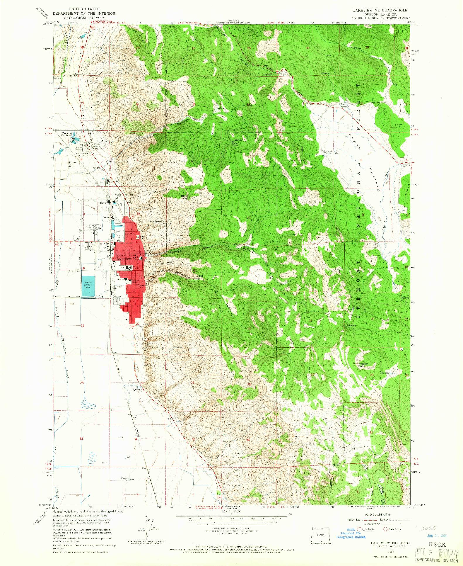 USGS 1:24000-SCALE QUADRANGLE FOR LAKEVIEW NE, OR 1964