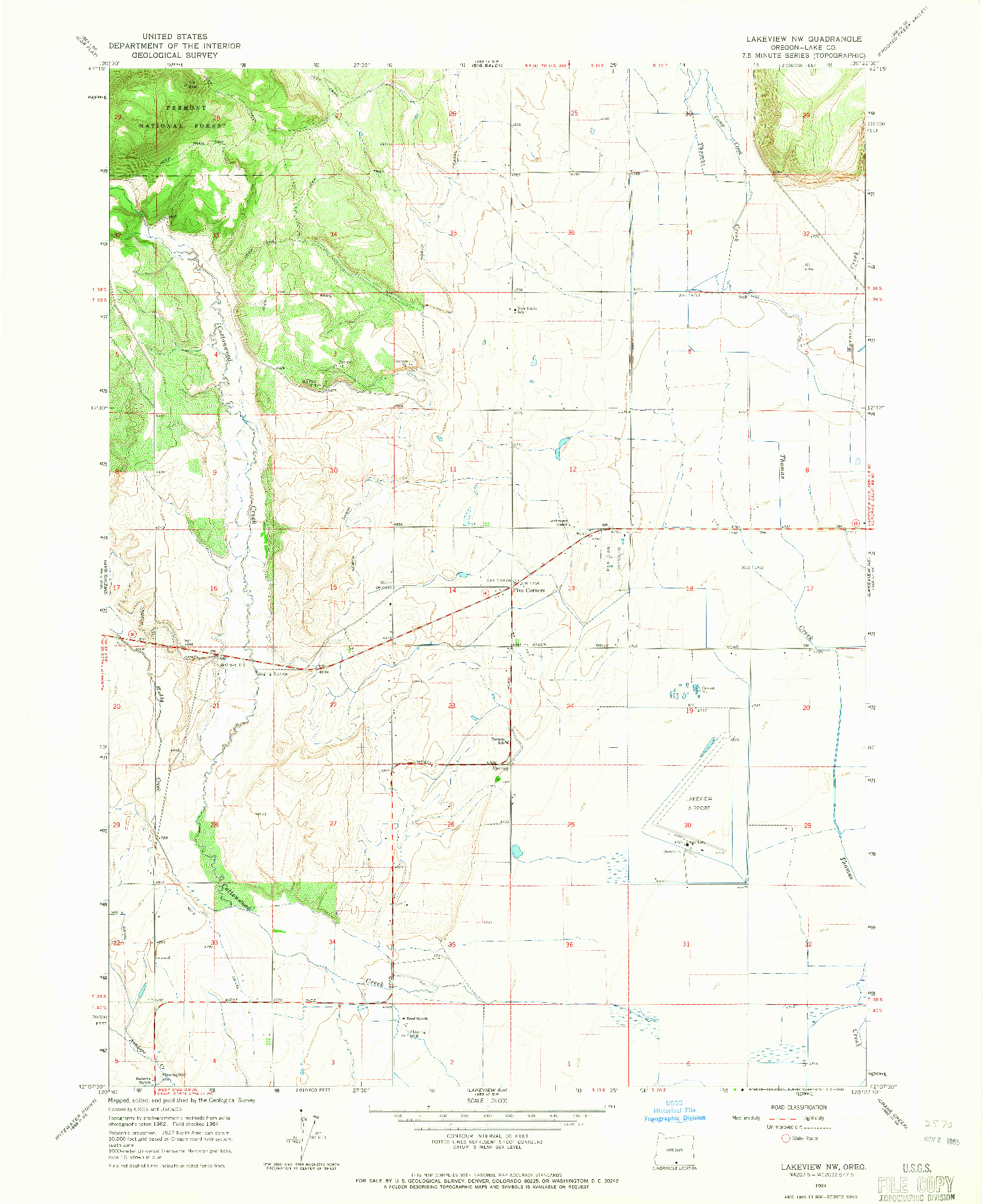 USGS 1:24000-SCALE QUADRANGLE FOR LAKEVIEW NW, OR 1964