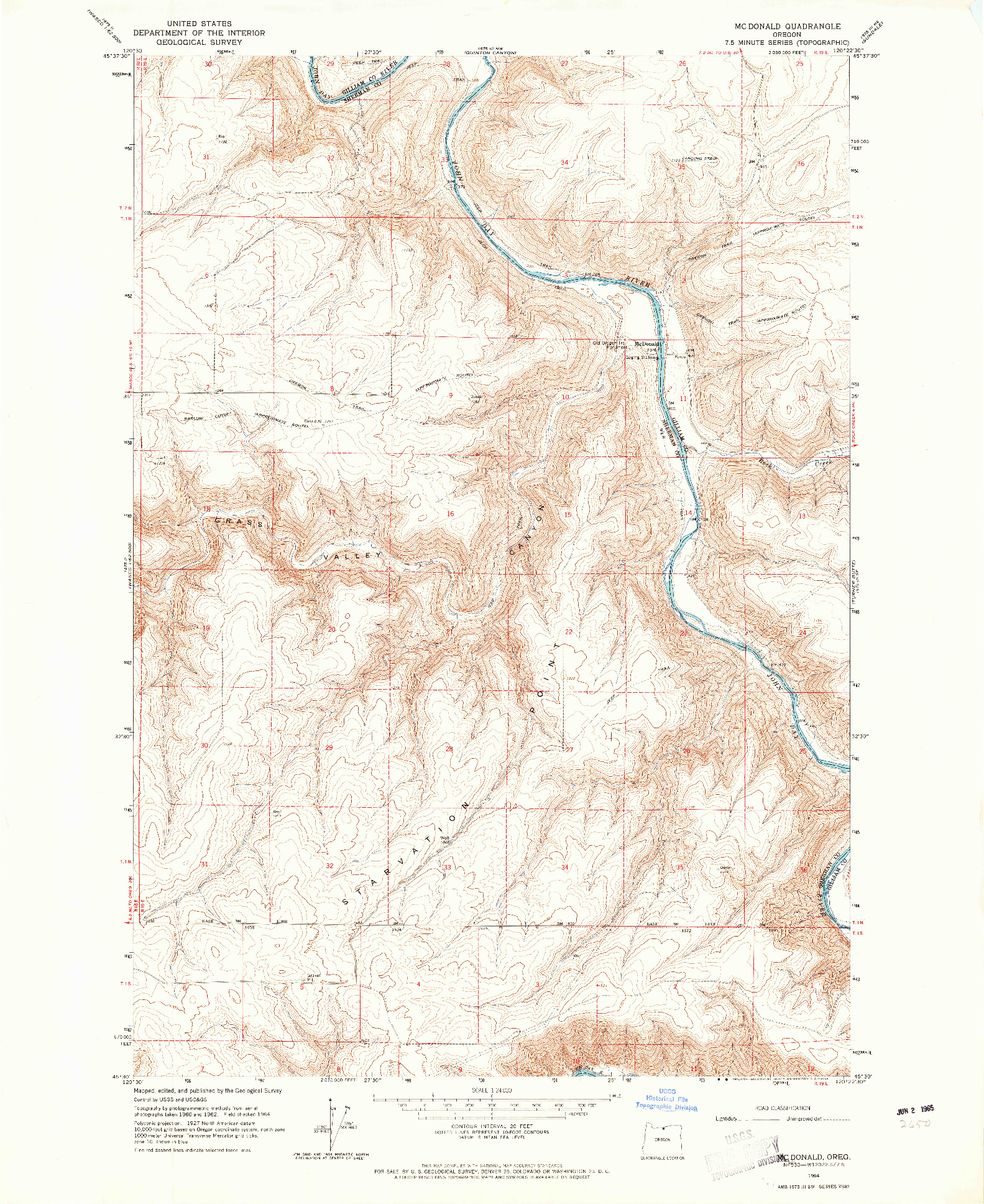 USGS 1:24000-SCALE QUADRANGLE FOR MC DONALD, OR 1964